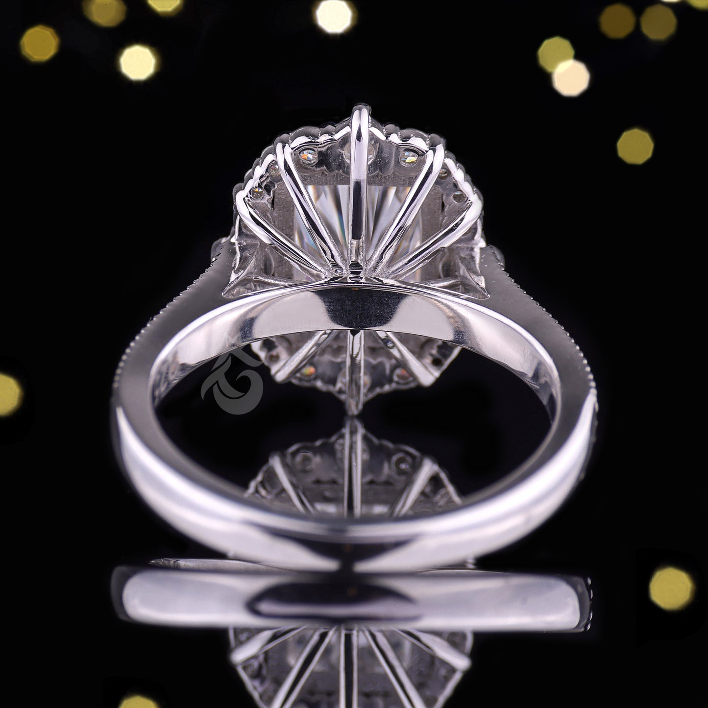 Antique 3.03CT Radiant Cut Moissanite Ring – Vintage Cluster Halo Engagement & Wedding Ring