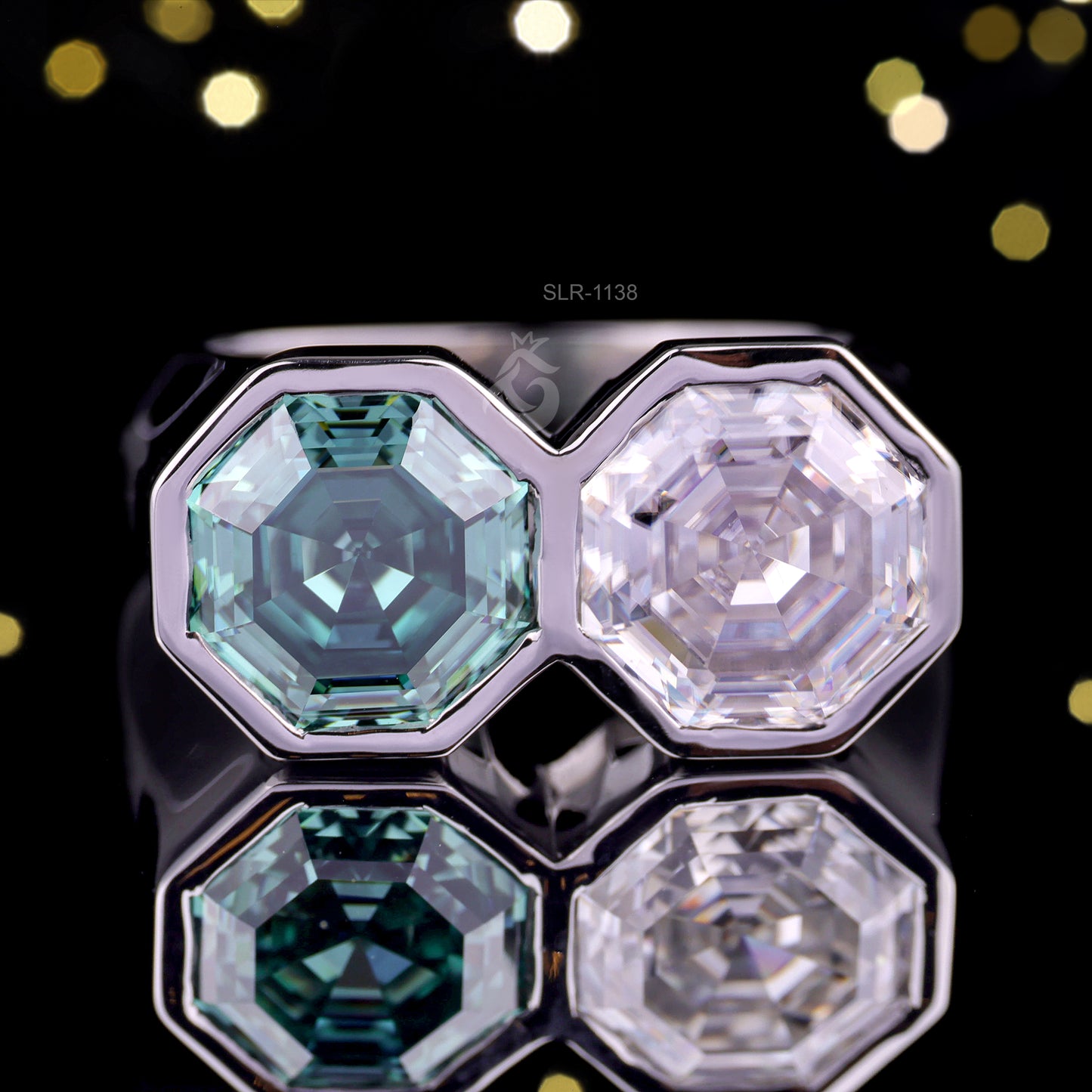 Toi Et Moi Hexagon Cut Moissanite Ring – Two-Stone Celebrity Style Engagement Ring