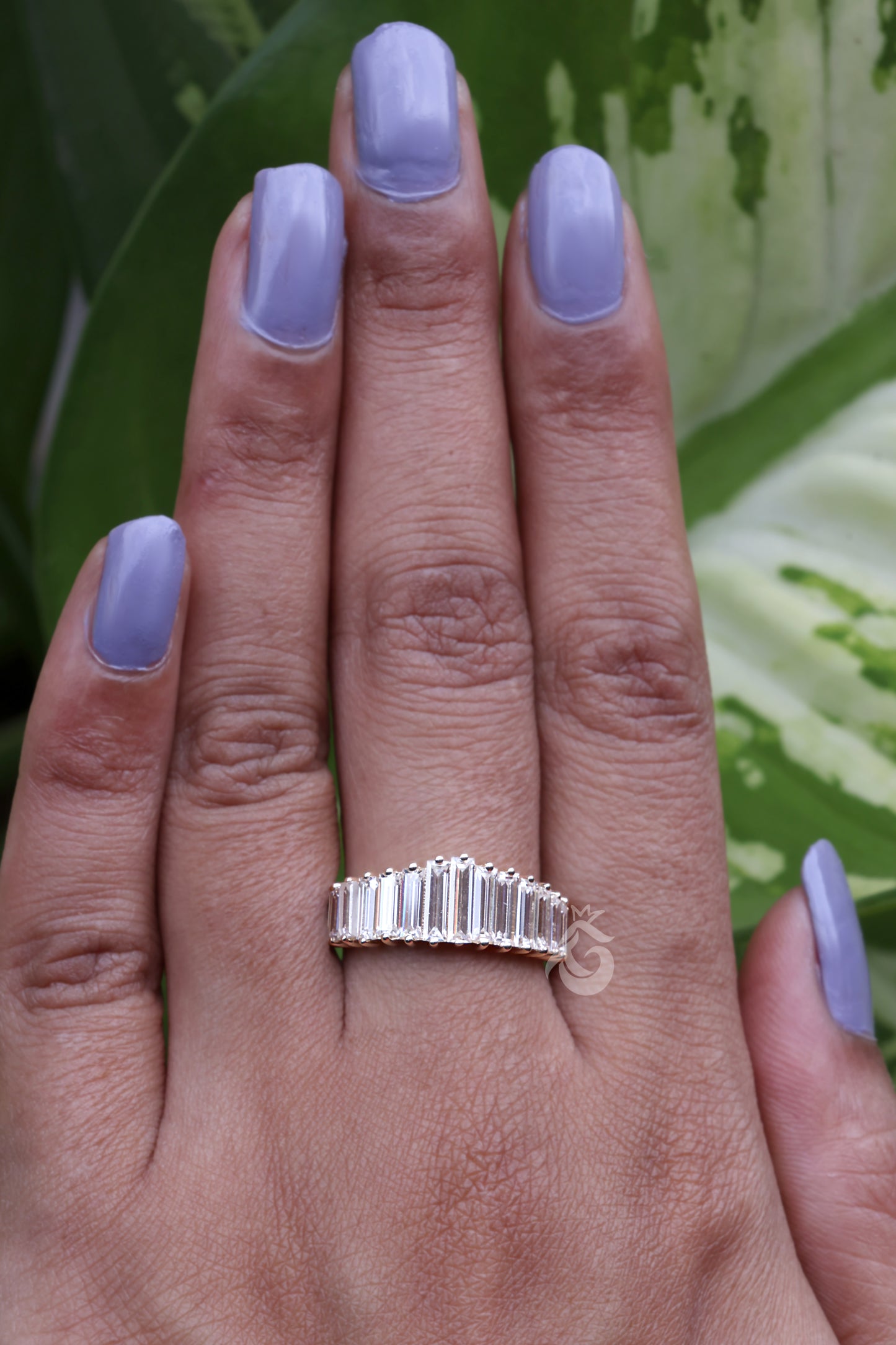 Minimal Baguette Wedding Band, Simple Half Eternity Moissanite Ring, Stackable Matching Band, Anniversary Gift