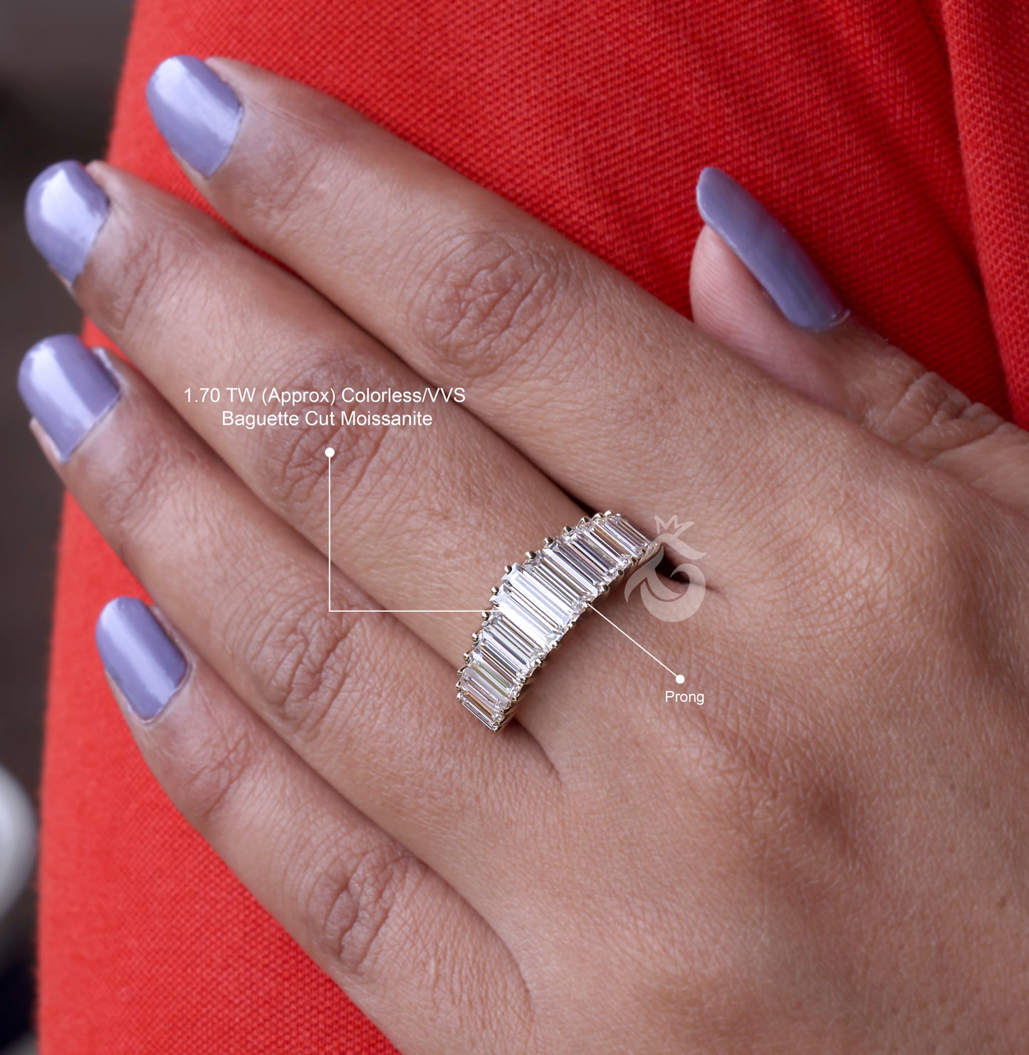 Minimal Baguette Wedding Band, Simple Half Eternity Moissanite Ring, Stackable Matching Band, Anniversary Gift
