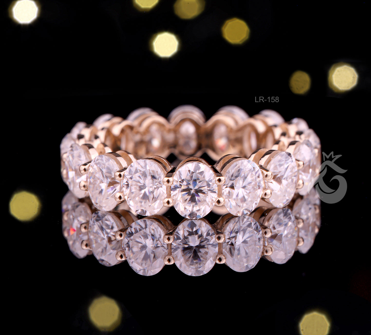 Oval Moissanite Full Eternity Ring, Stackable Wedding Band, 925 Sterling Silver Anniversary Ring