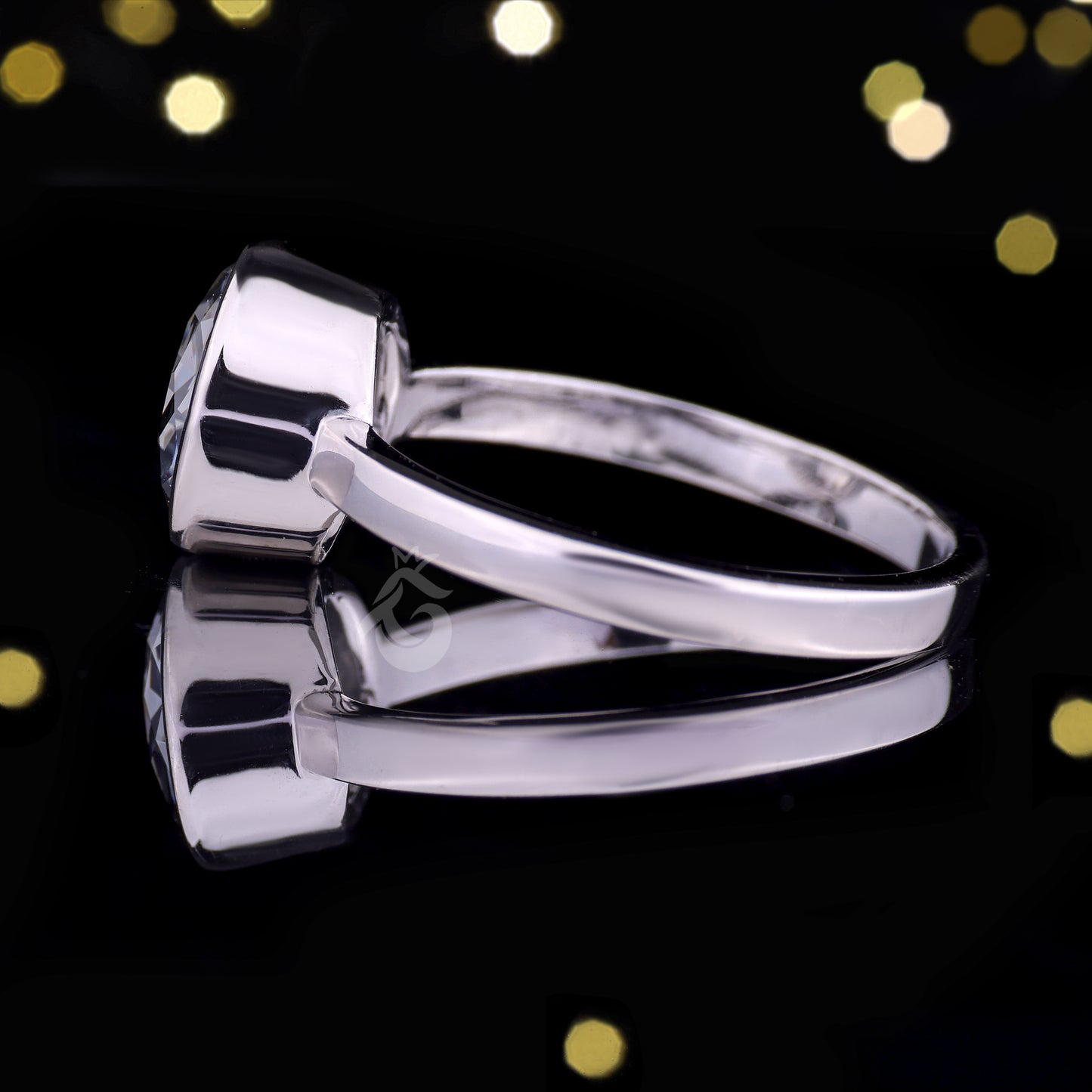 Portuguese Cut Dark Gray Moissanite Ring – Bezel Set Solitaire Engagement & Anniversary Ring