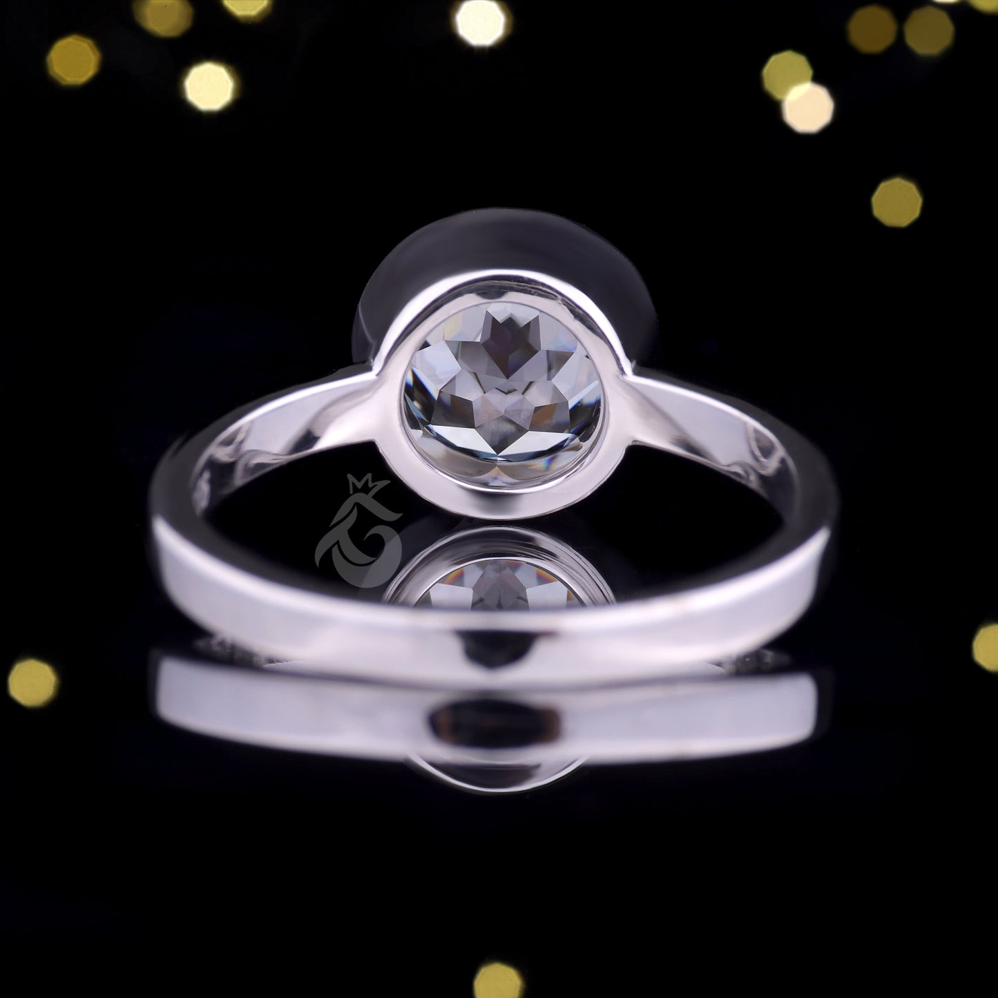 Portuguese Cut Dark Gray Moissanite Ring – Bezel Set Solitaire Engagement & Anniversary Ring