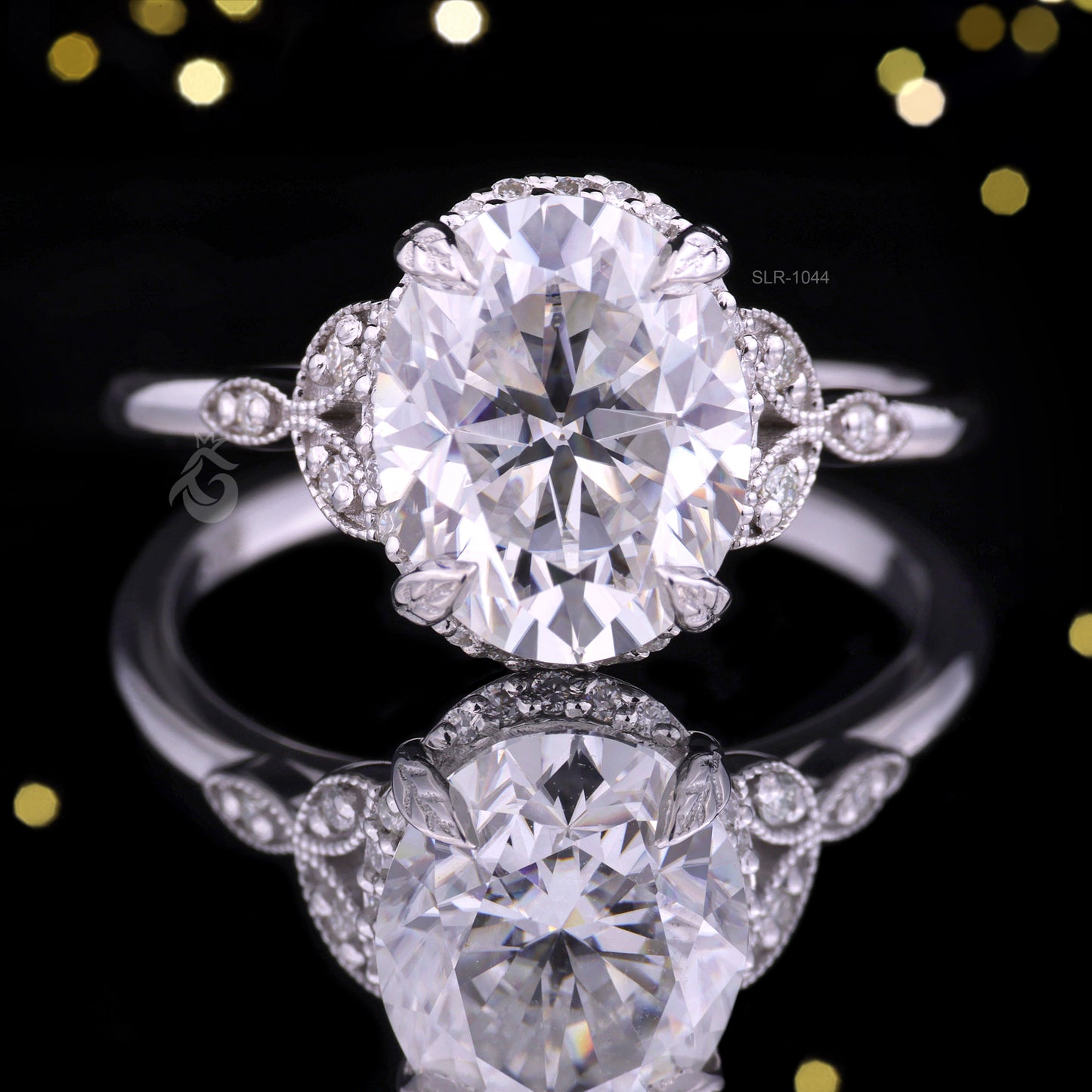 Milgrain Art Deco 2.50CT Oval Moissanite Ring – 10K Vintage Engagement & Anniversary Ring