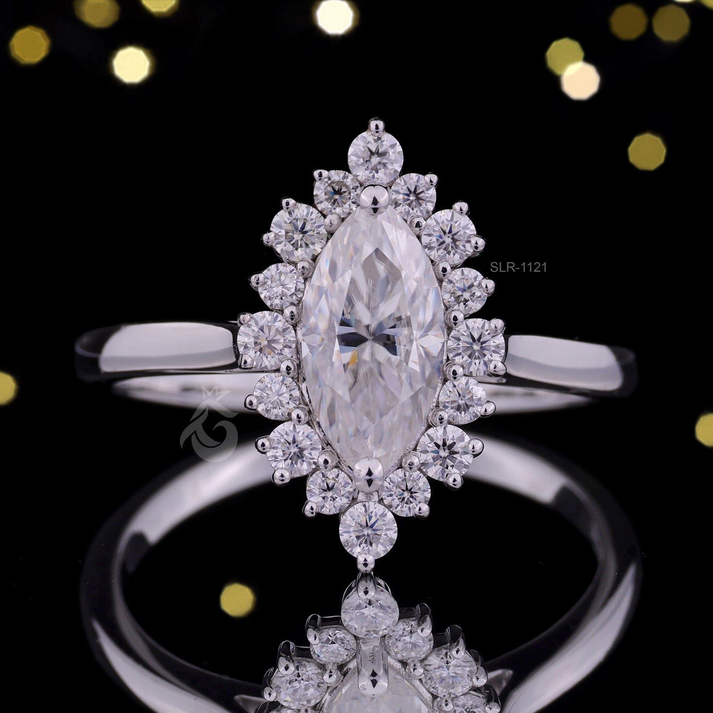 0.82CT Marquise Moissanite Engagement Ring – 14K Gold Cluster Halo Floral Wedding Ring