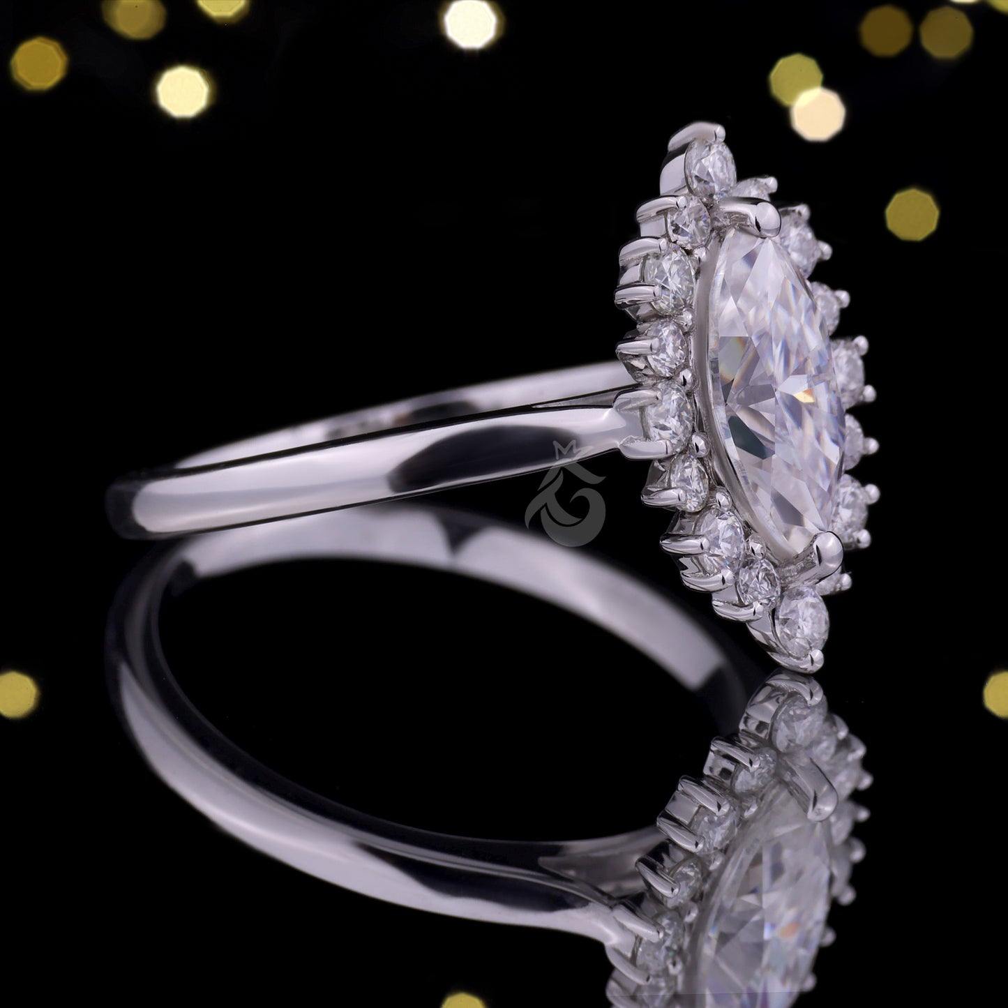 0.82CT Marquise Moissanite Engagement Ring – 14K Gold Cluster Halo Floral Wedding Ring