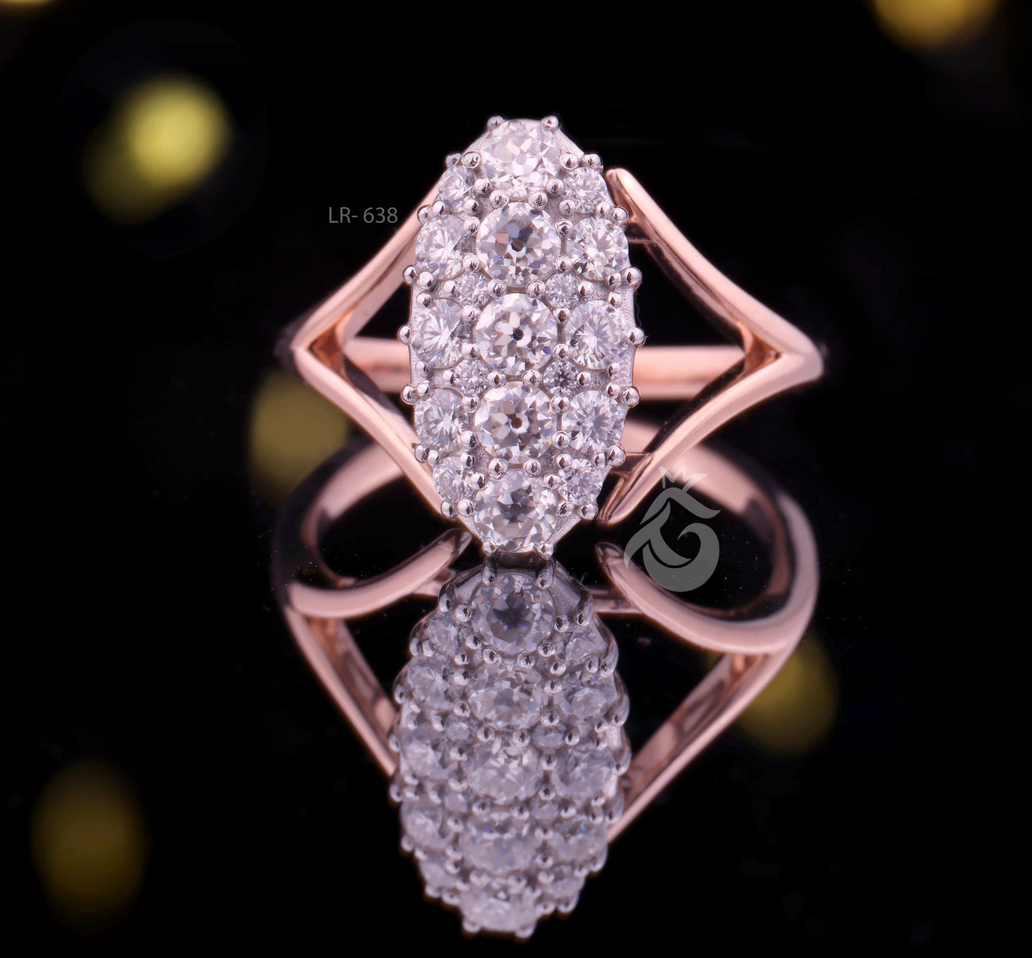 Celebrity Style Victorian Wedding Ring, 1.15 TCW OEC Moissanite Oval Cluster Ring, Two-Tone Anniversary Ring