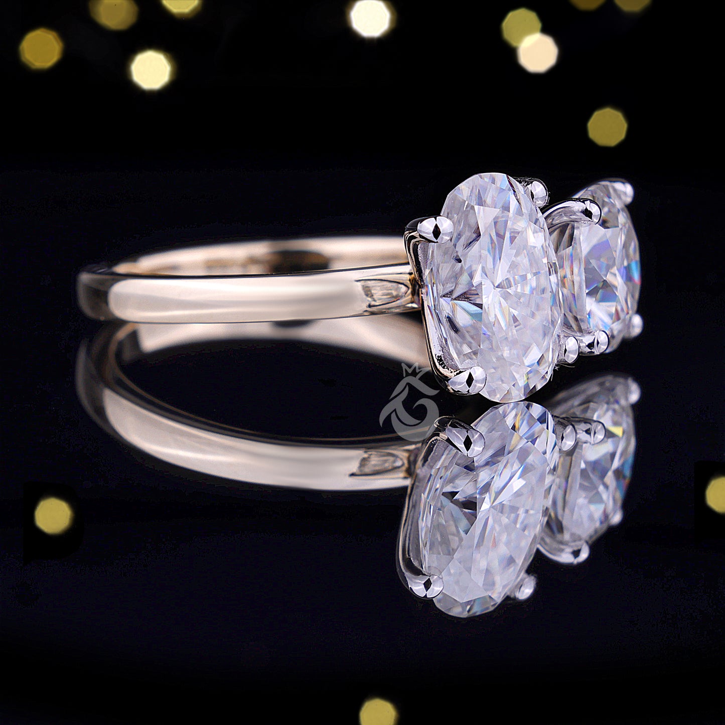 Toi Et Moi 2.63TW Oval & Cushion Moissanite Ring – Two-Stone Two-Tone Engagement & Wedding Ring