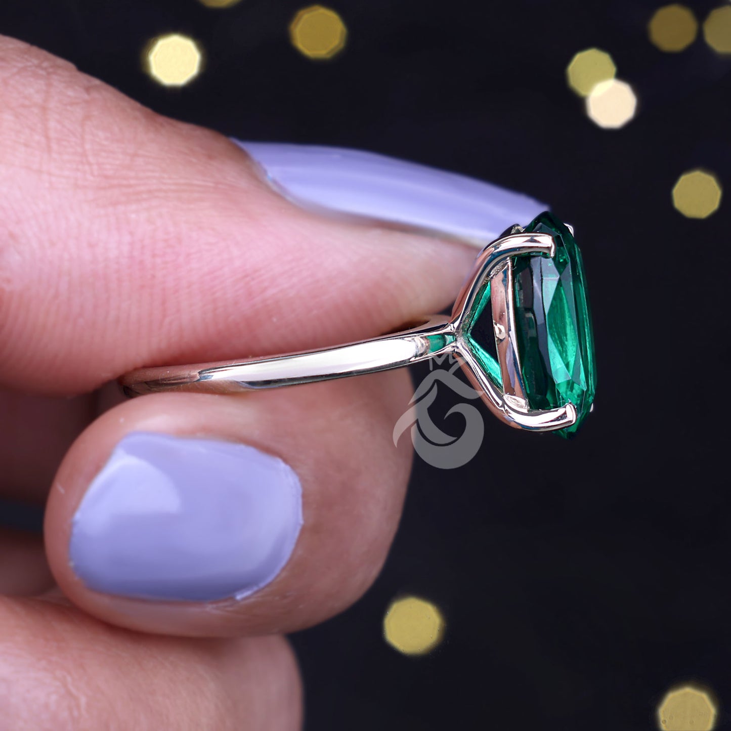 Green Moissanite Engagement Ring, 3.06 CT Oval Cut, 10K/14K Yellow Gold Wedding Promise Ring