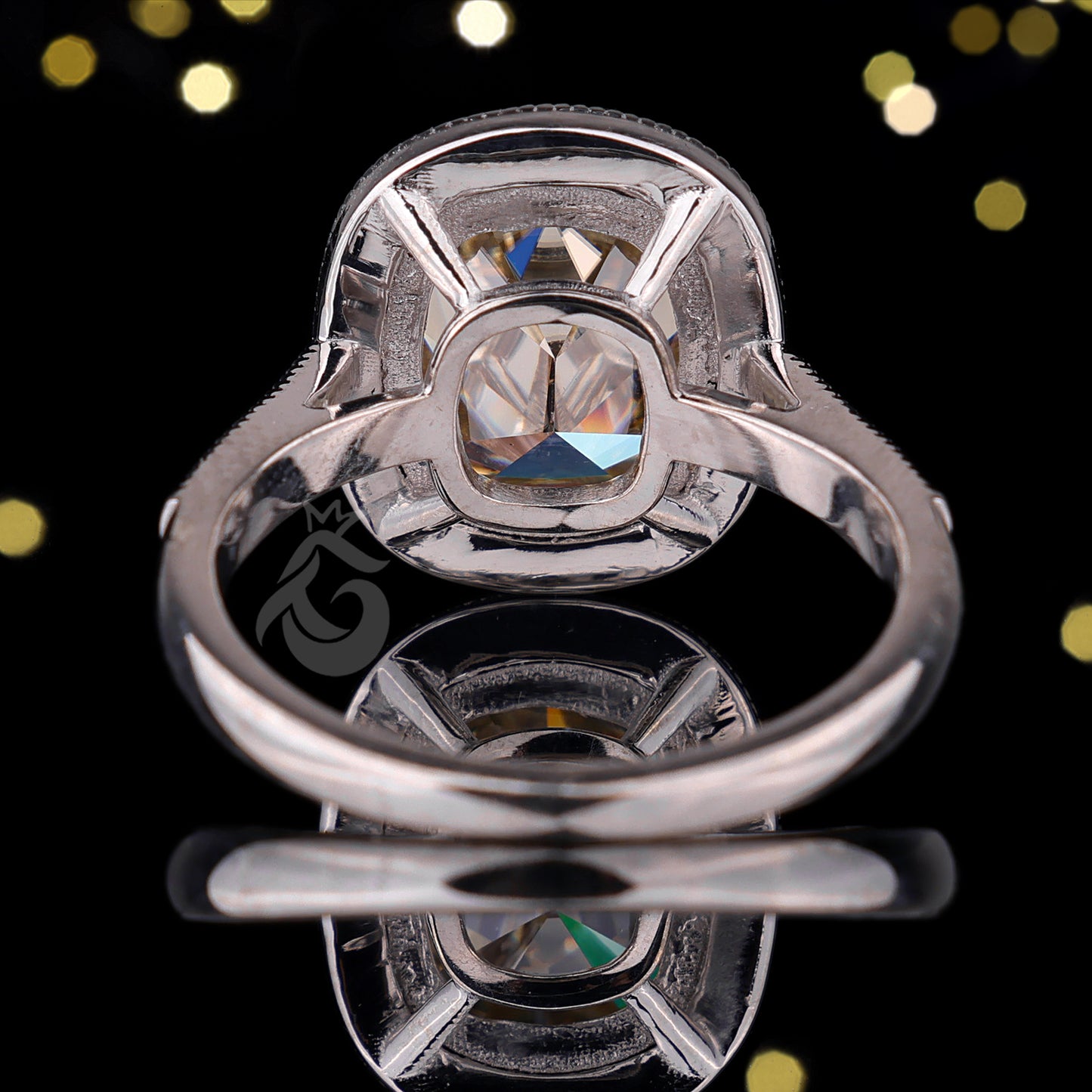 Canary Yellow Cushion Moissanite Engagement Ring, Mil grain Vintage 1920s Style