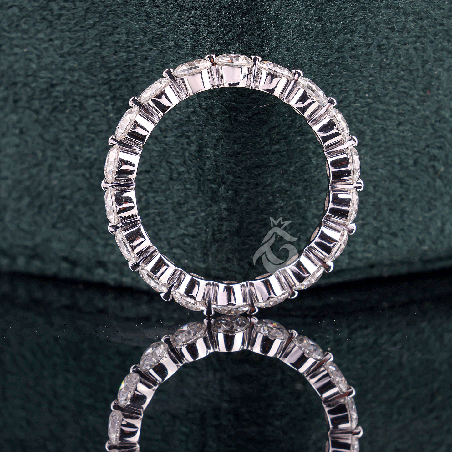 Round Cut Moissanite Full Eternity Band, Floating Bubble Prong Ring, Stackable Wedding Band