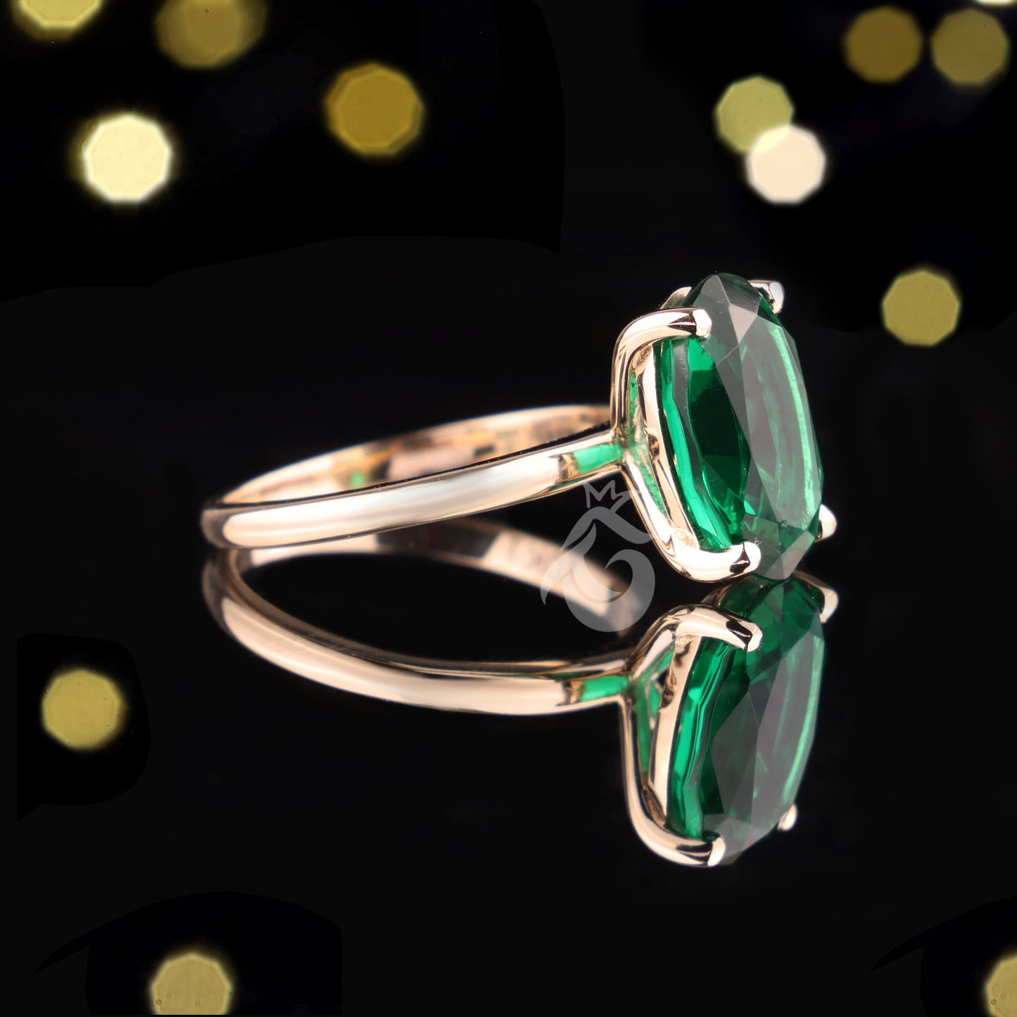 Green Moissanite Engagement Ring, 3.06 CT Oval Cut, 10K/14K Yellow Gold Wedding Promise Ring