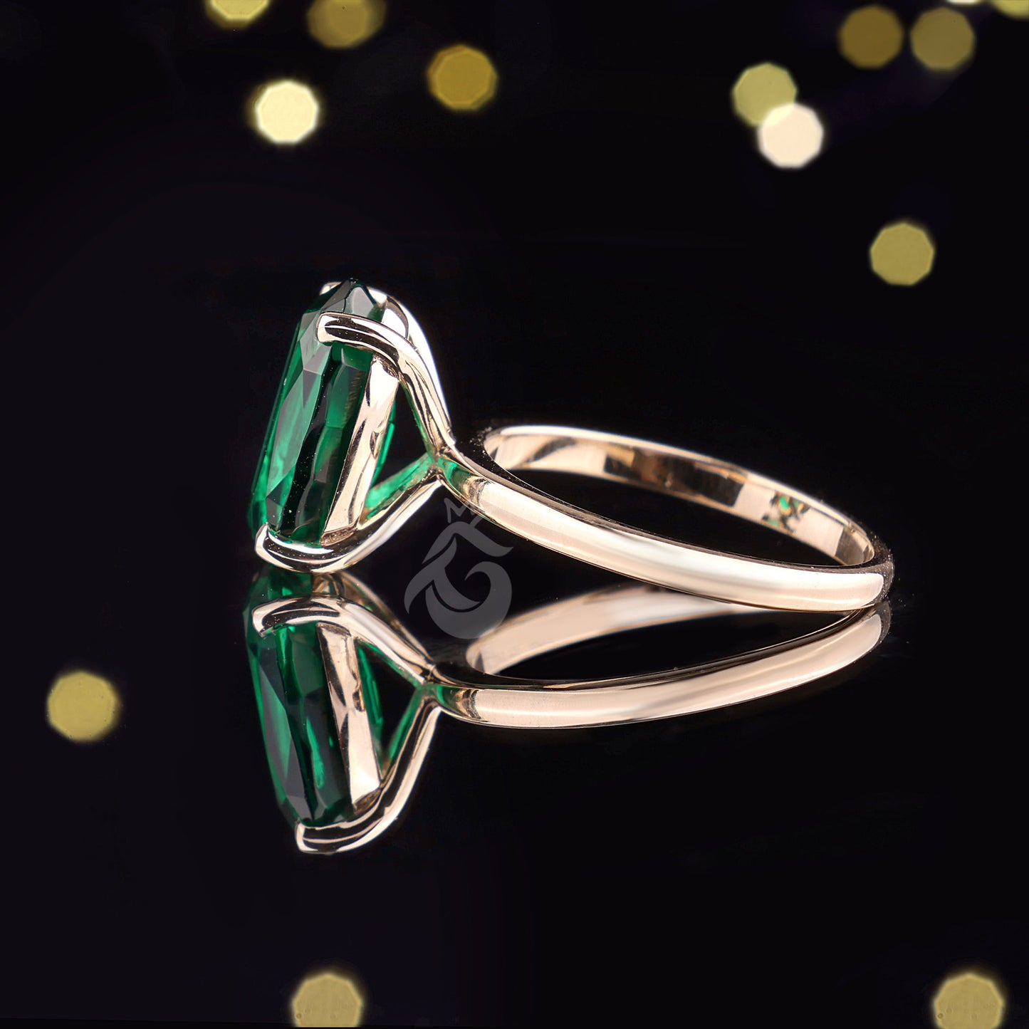 Green Moissanite Engagement Ring, 3.06 CT Oval Cut, 10K/14K Yellow Gold Wedding Promise Ring