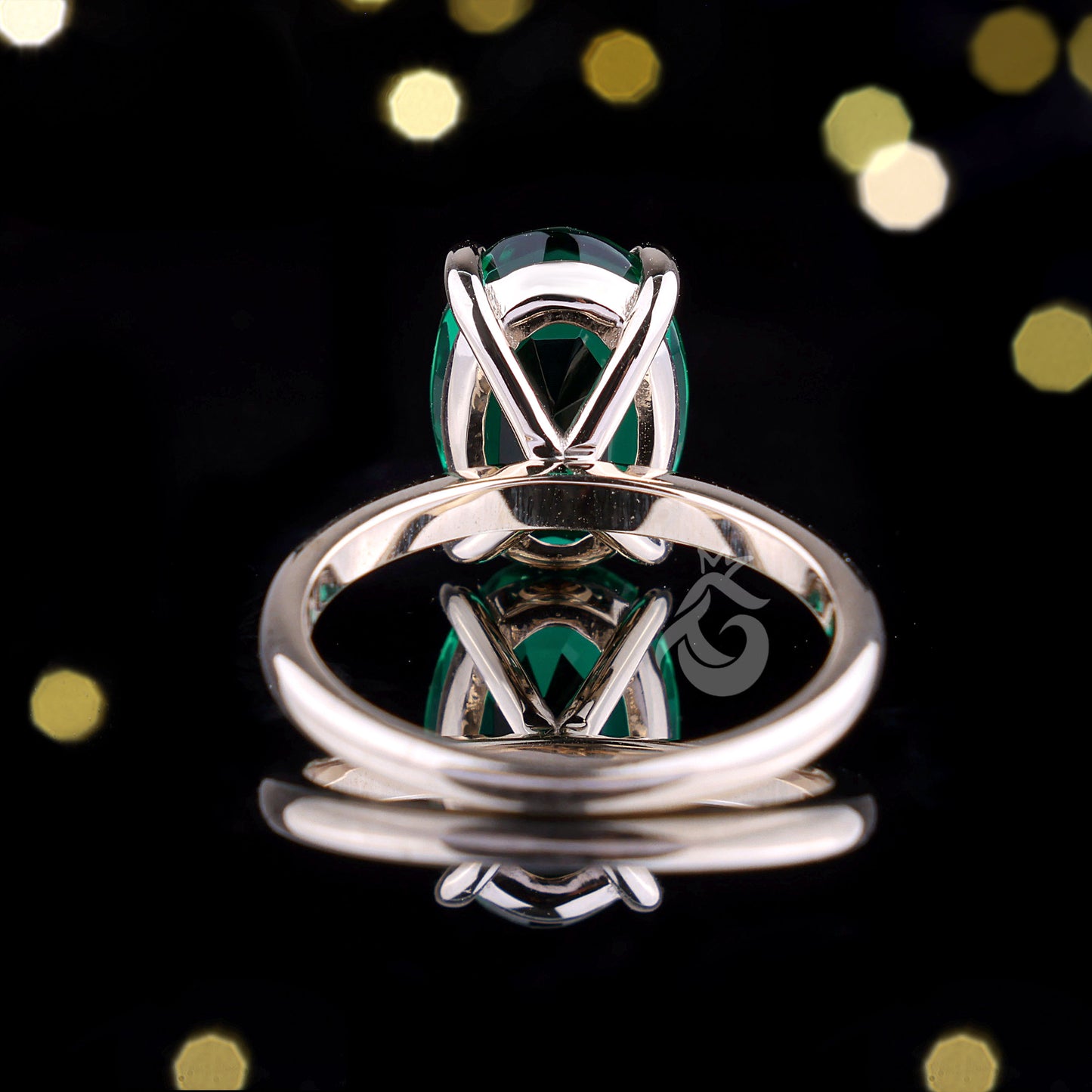 Green Moissanite Engagement Ring, 3.06 CT Oval Cut, 10K/14K Yellow Gold Wedding Promise Ring