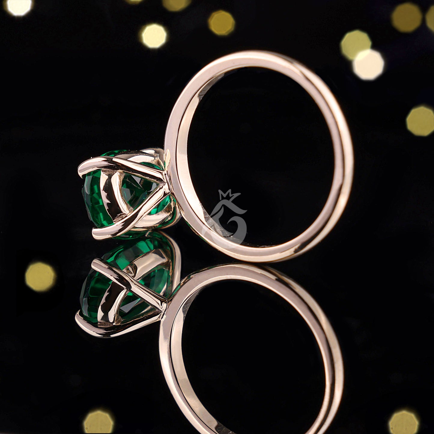 Green Moissanite Engagement Ring, 3.06 CT Oval Cut, 10K/14K Yellow Gold Wedding Promise Ring