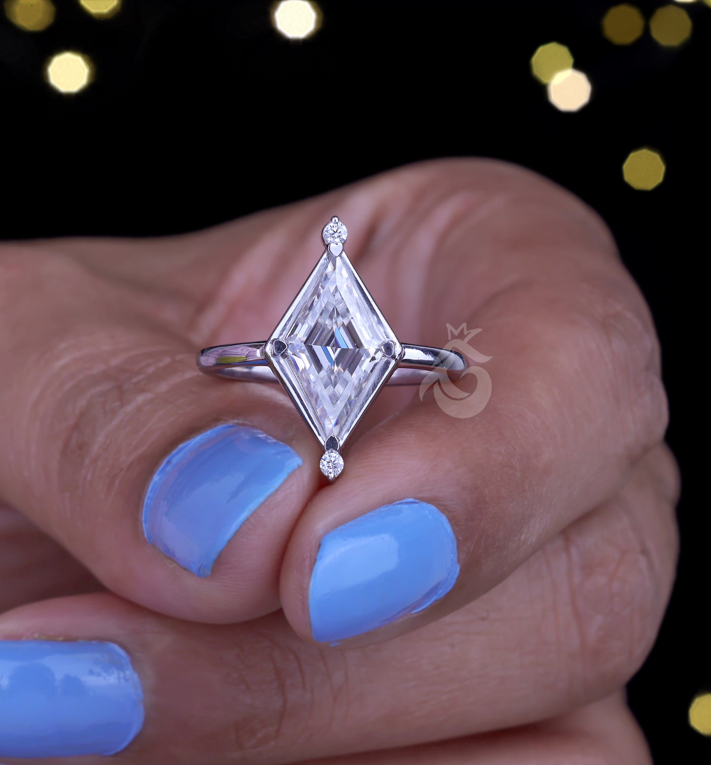 2CT Lozenge Cut Moissanite Engagement Ring – 14K Yellow Gold Kite Shape Solitaire Ring