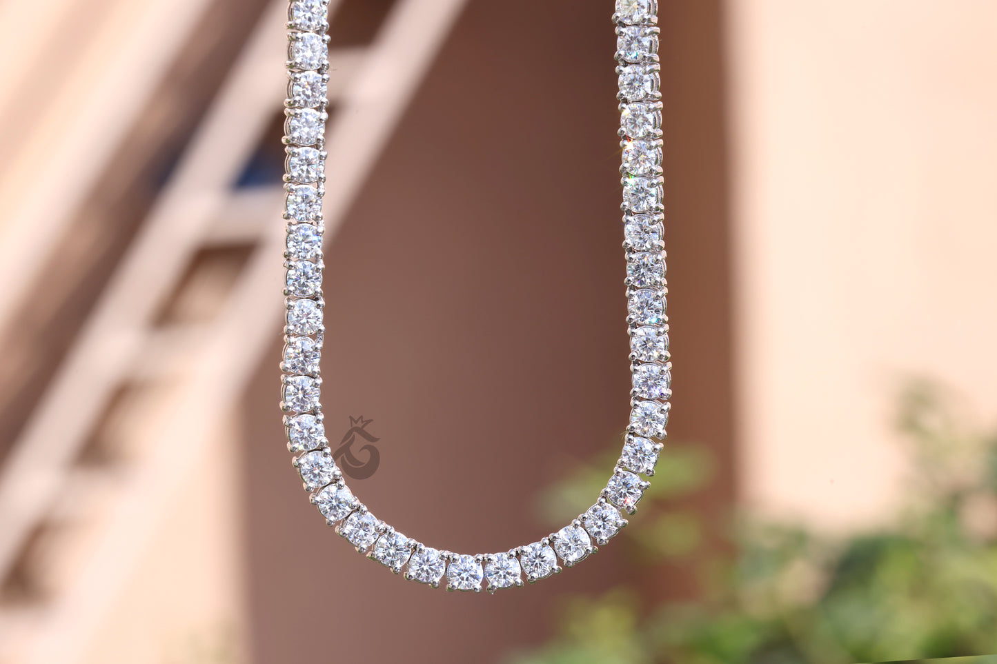 3mm Moissanite Tennis Necklace, 14K White Gold, 16-24 Inch Unisex Chain