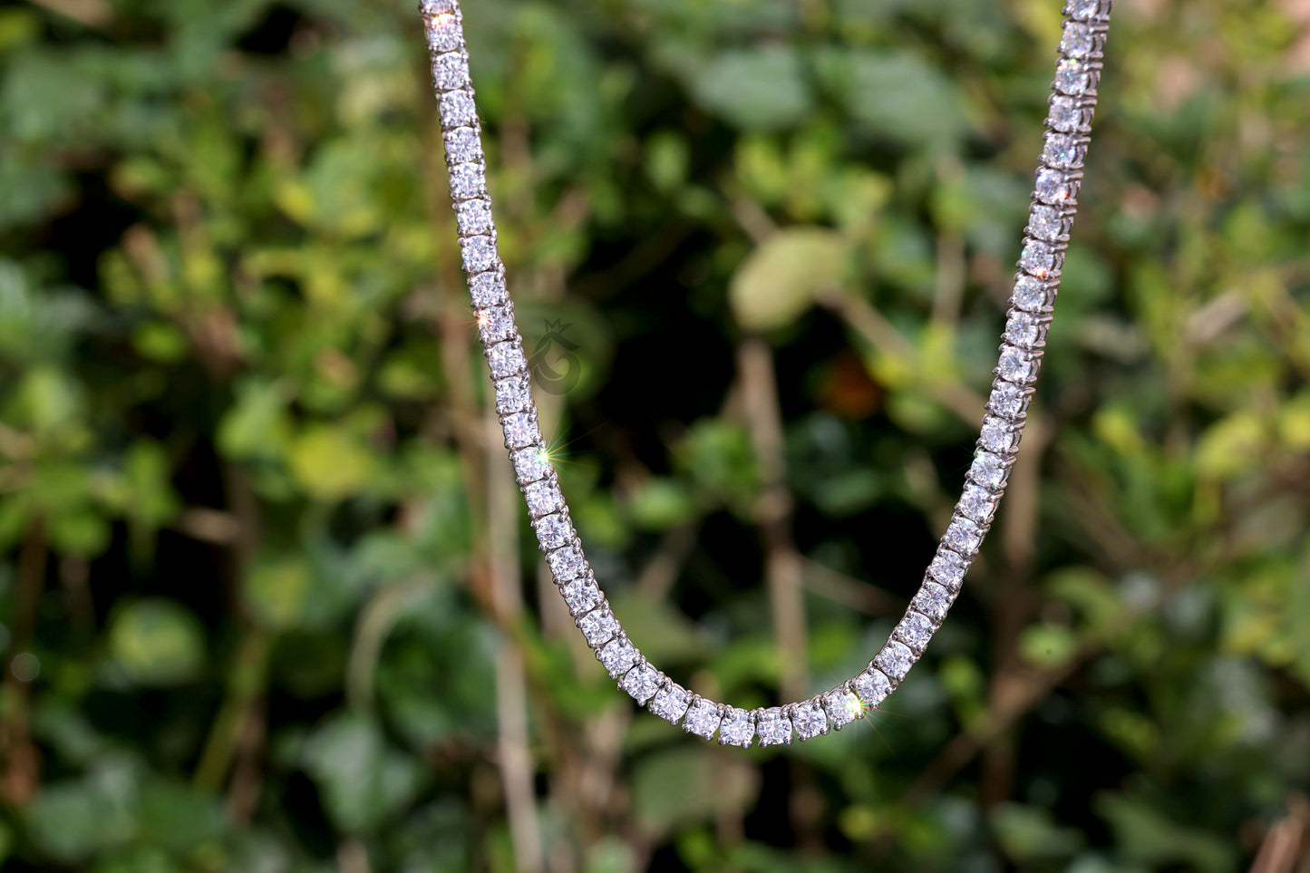 3mm Moissanite Tennis Necklace, 14K White Gold, 16-24 Inch Unisex Chain