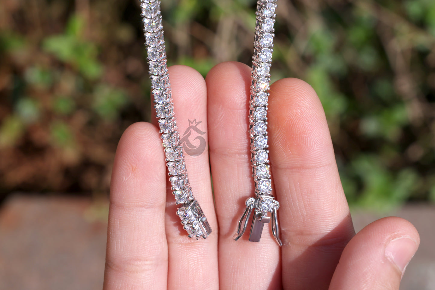 3mm Moissanite Tennis Necklace, 14K White Gold, 16-24 Inch Unisex Chain