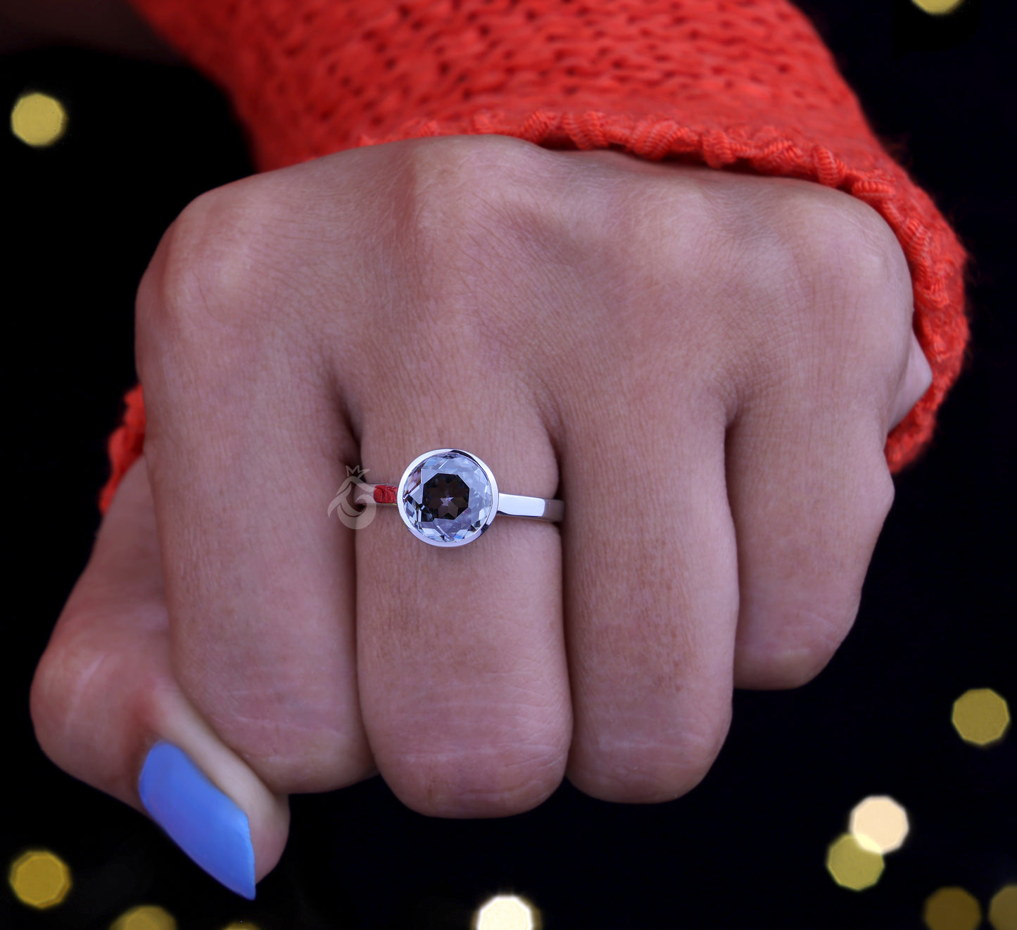 Portuguese Cut Dark Gray Moissanite Ring – Bezel Set Solitaire Engagement & Anniversary Ring