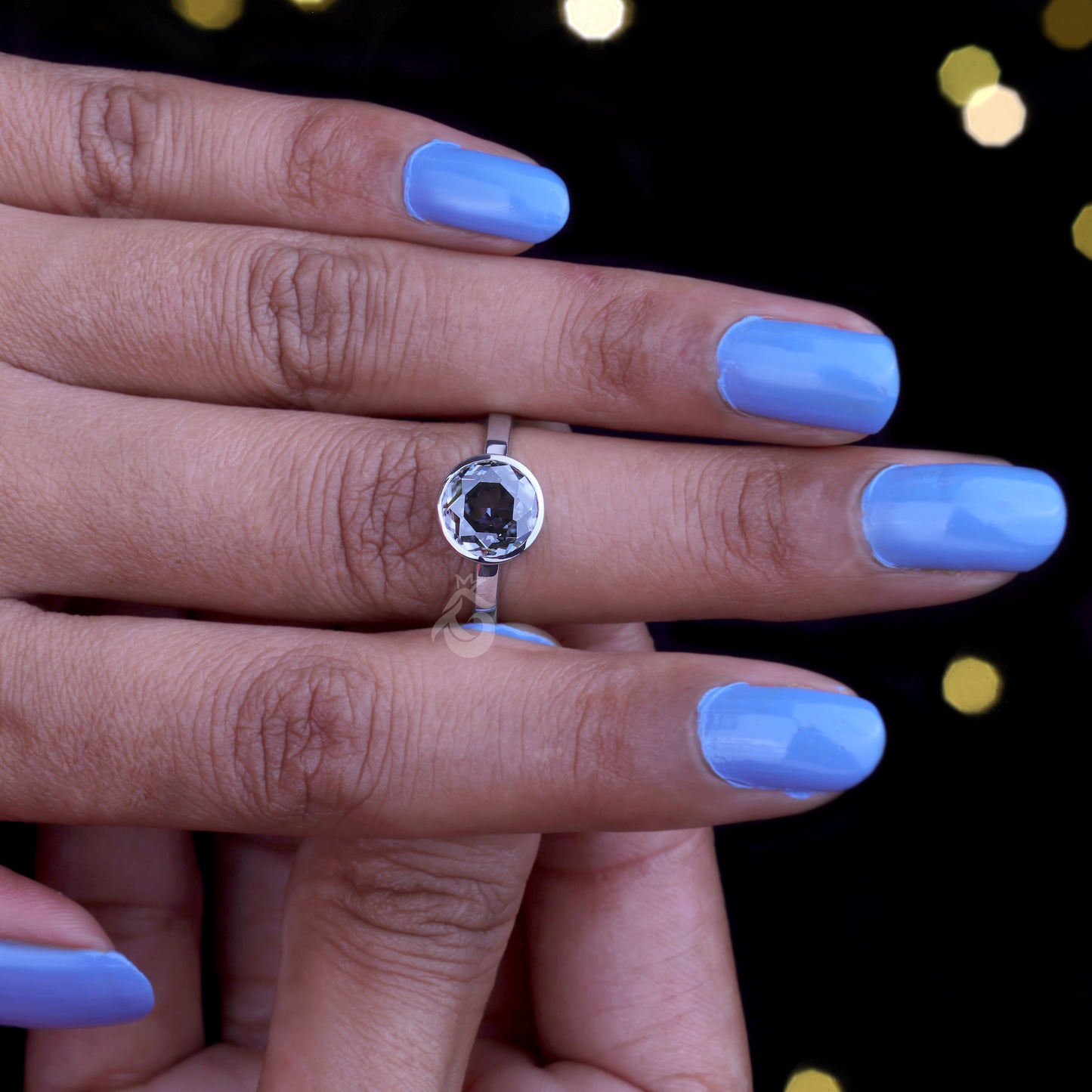 Portuguese Cut Dark Gray Moissanite Ring – Bezel Set Solitaire Engagement & Anniversary Ring