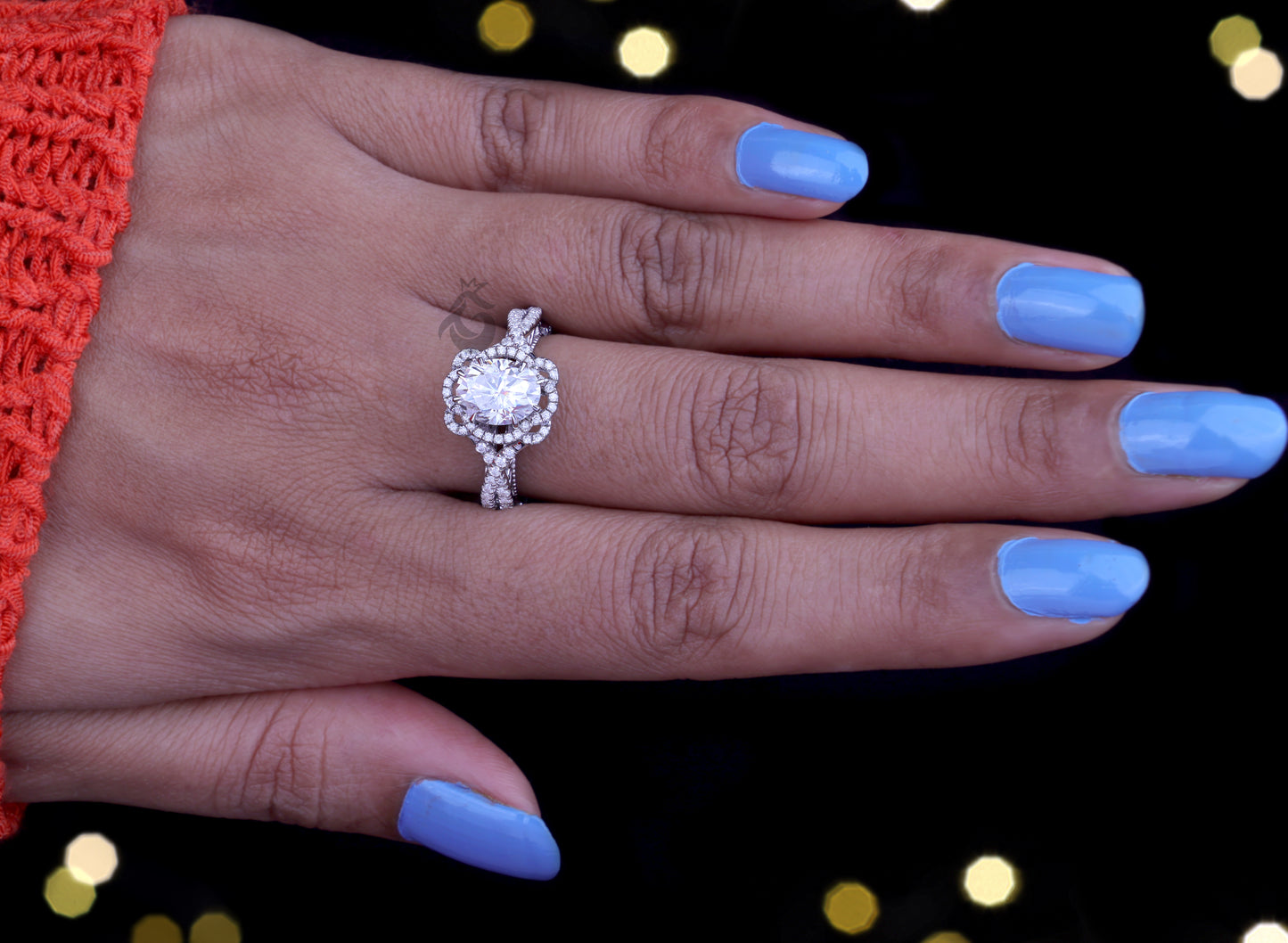 1.67CT Oval Cut Moissanite Engagement Ring – 14K White Gold Art Deco Vintage Floral Milgrain Ring