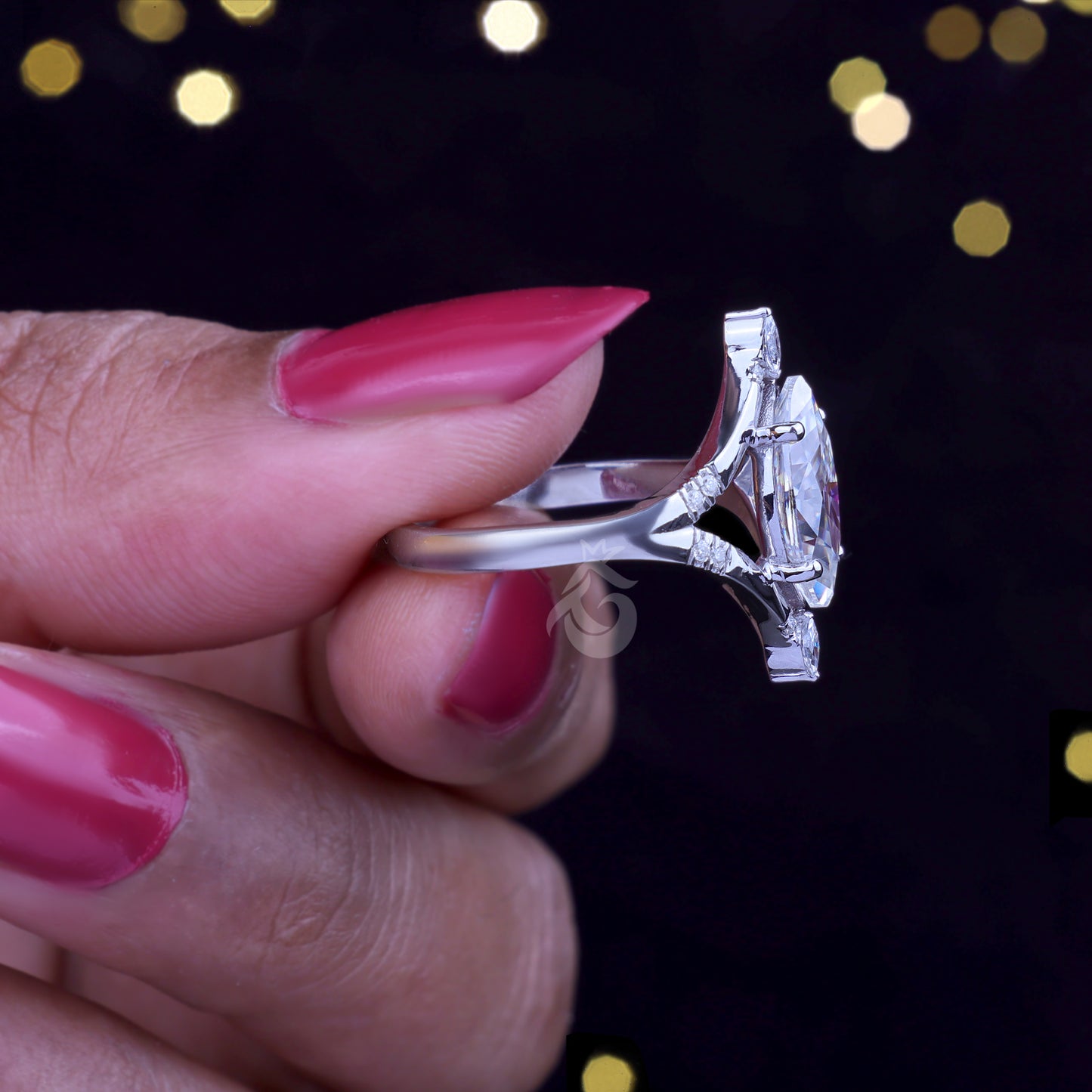 1.41CT Marquise Moissanite Split Shank Engagement Ring – 10K Gold Cluster Wedding & Promise Ring