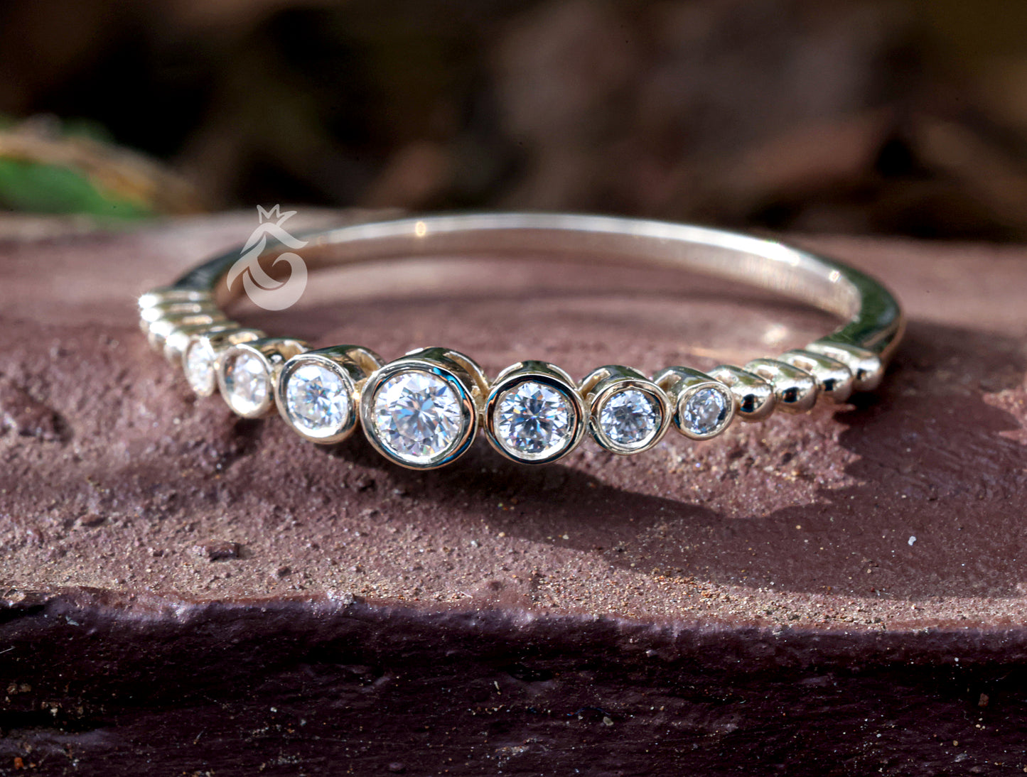 Round Bezel Set Half Eternity Band – Seven Stone Yellow Gold Wedding & Anniversary Ring