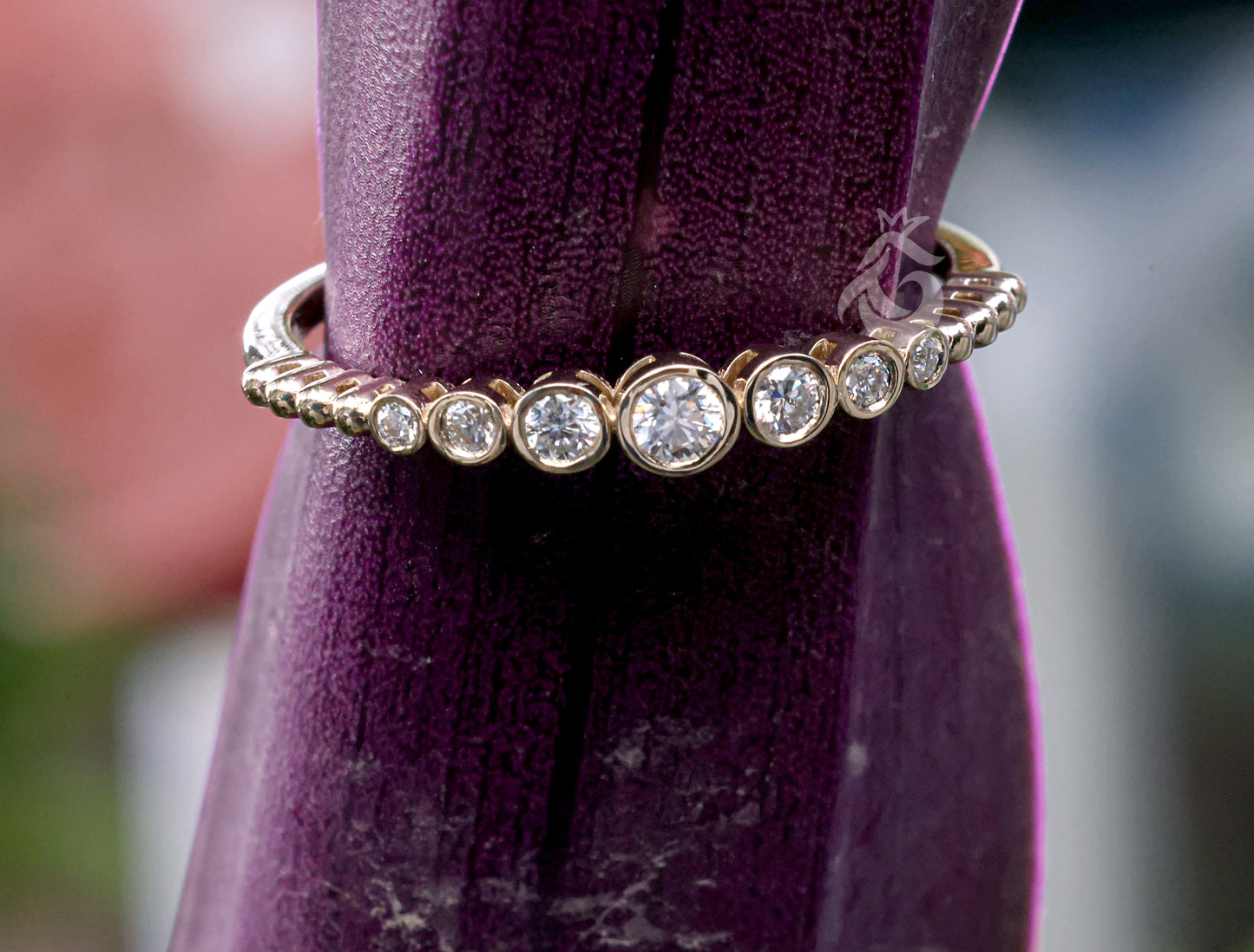 Round Bezel Set Half Eternity Band – Seven Stone Yellow Gold Wedding & Anniversary Ring