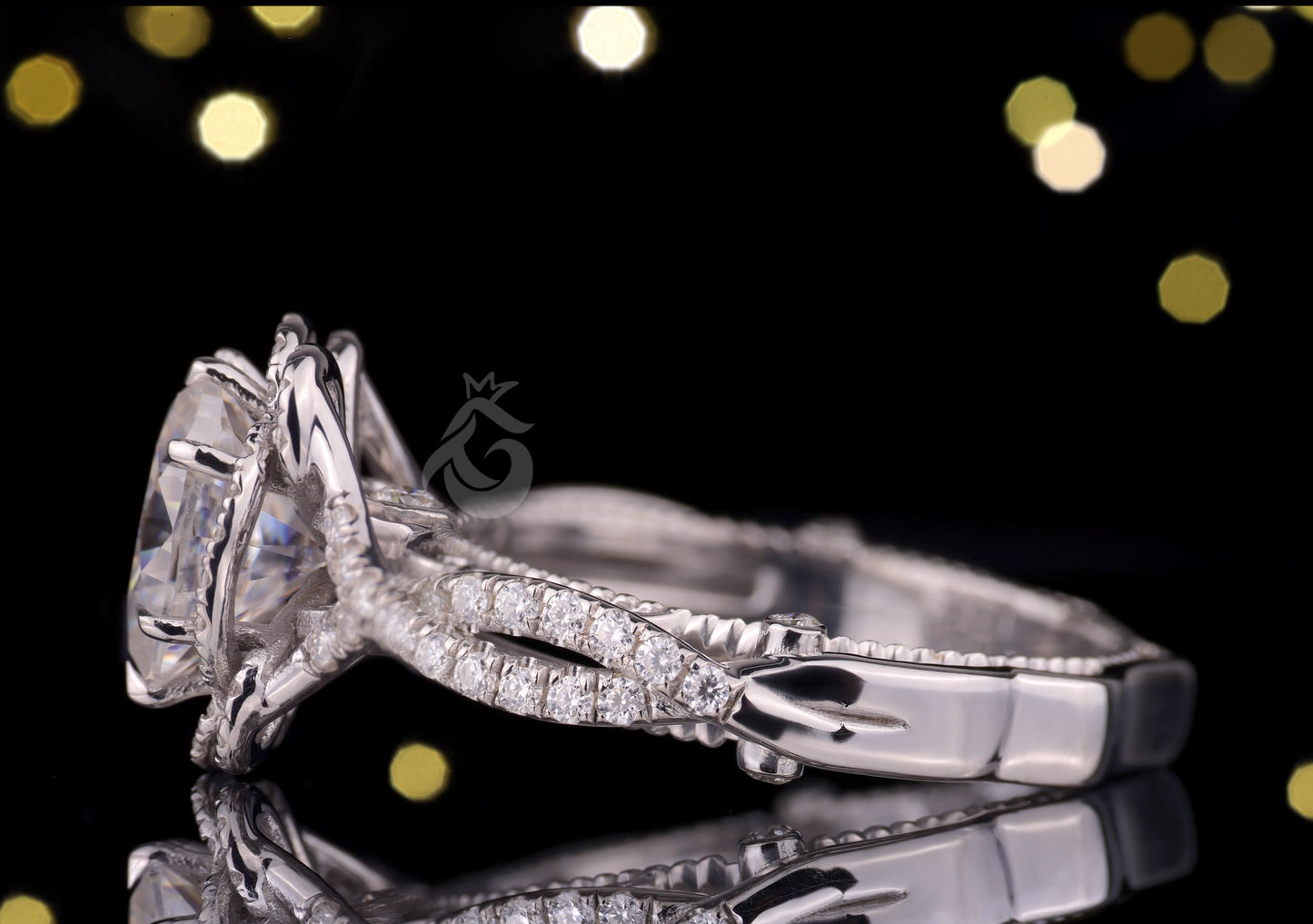 1.67CT Oval Cut Moissanite Engagement Ring – 14K White Gold Art Deco Vintage Floral Milgrain Ring