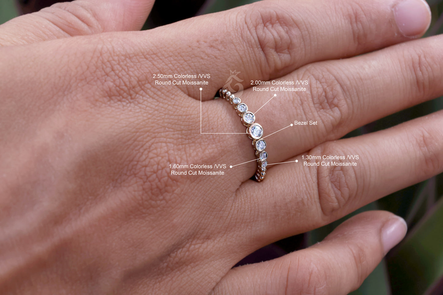 Round Bezel Set Half Eternity Band – Seven Stone Yellow Gold Wedding & Anniversary Ring