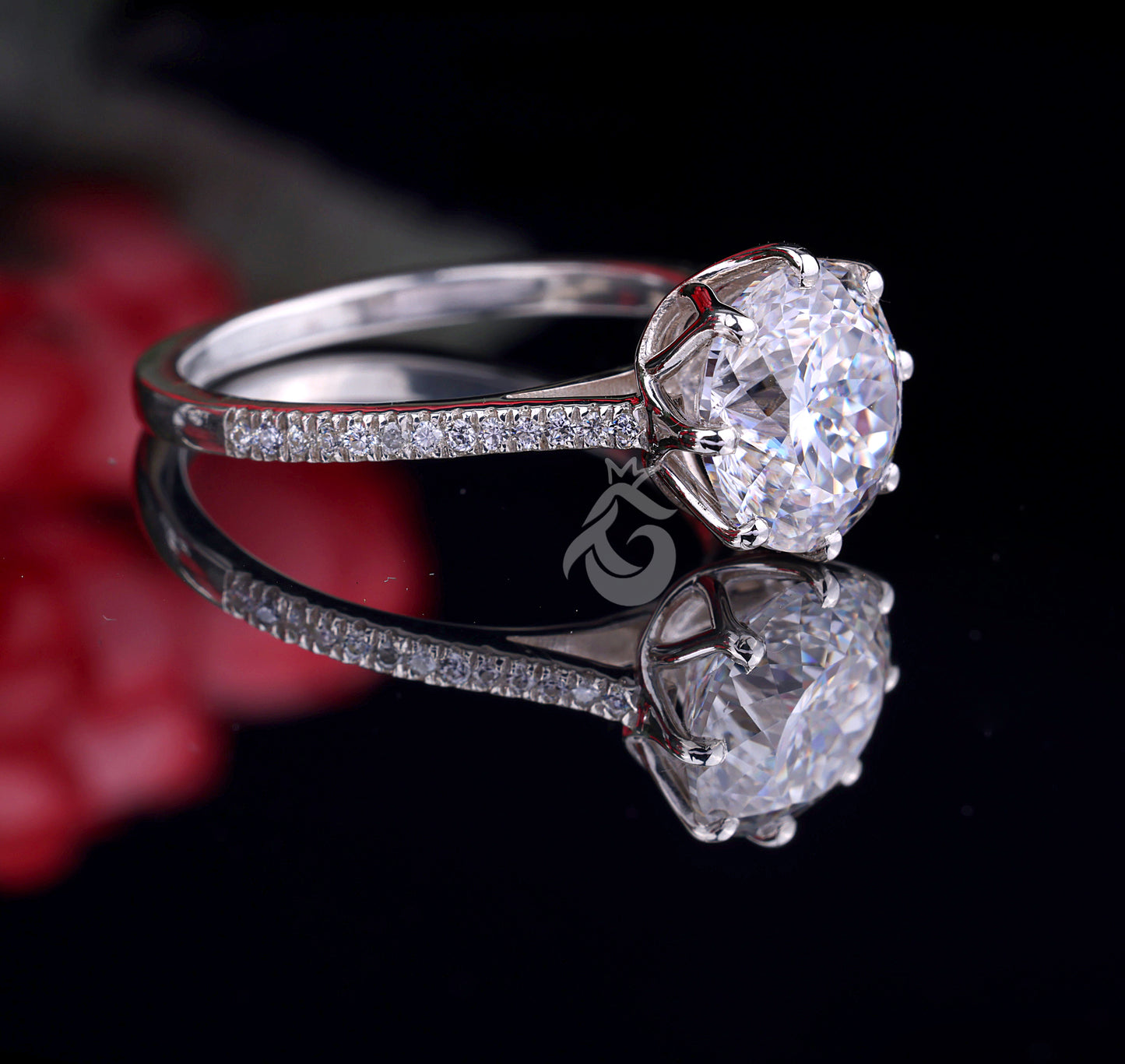Vintage 2.79 CT Portuguese Cut Moissanite Engagement Ring, Solitaire Antique Wedding Ring, Anniversary Gift