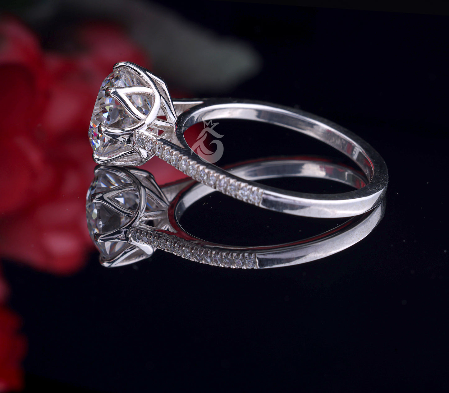 Vintage 2.79 CT Portuguese Cut Moissanite Engagement Ring, Solitaire Antique Wedding Ring, Anniversary Gift