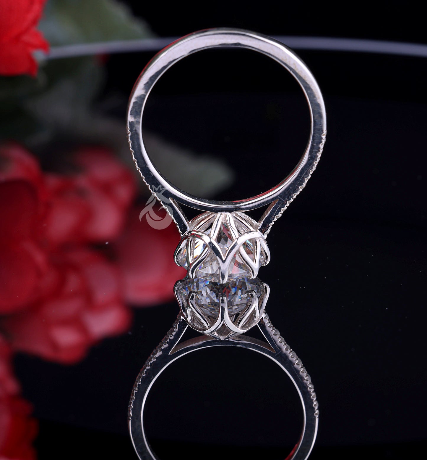 Vintage 2.79 CT Portuguese Cut Moissanite Engagement Ring, Solitaire Antique Wedding Ring, Anniversary Gift