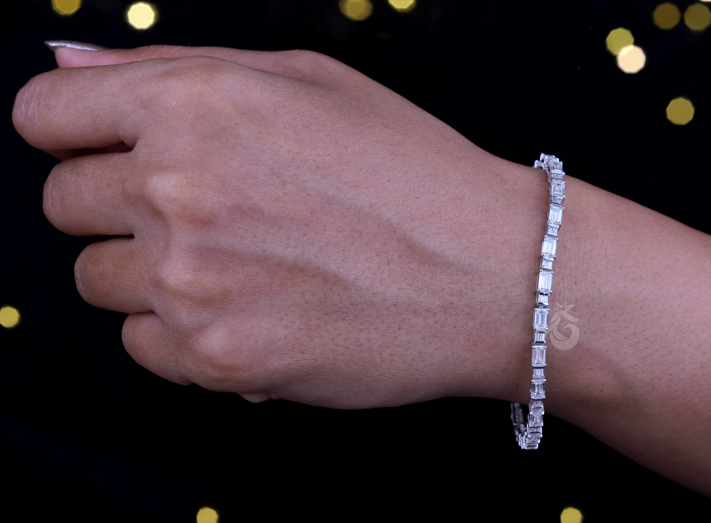 Dainty Baguette Moissanite Tennis Bracelet – 925 Silver Minimalist Jewelry