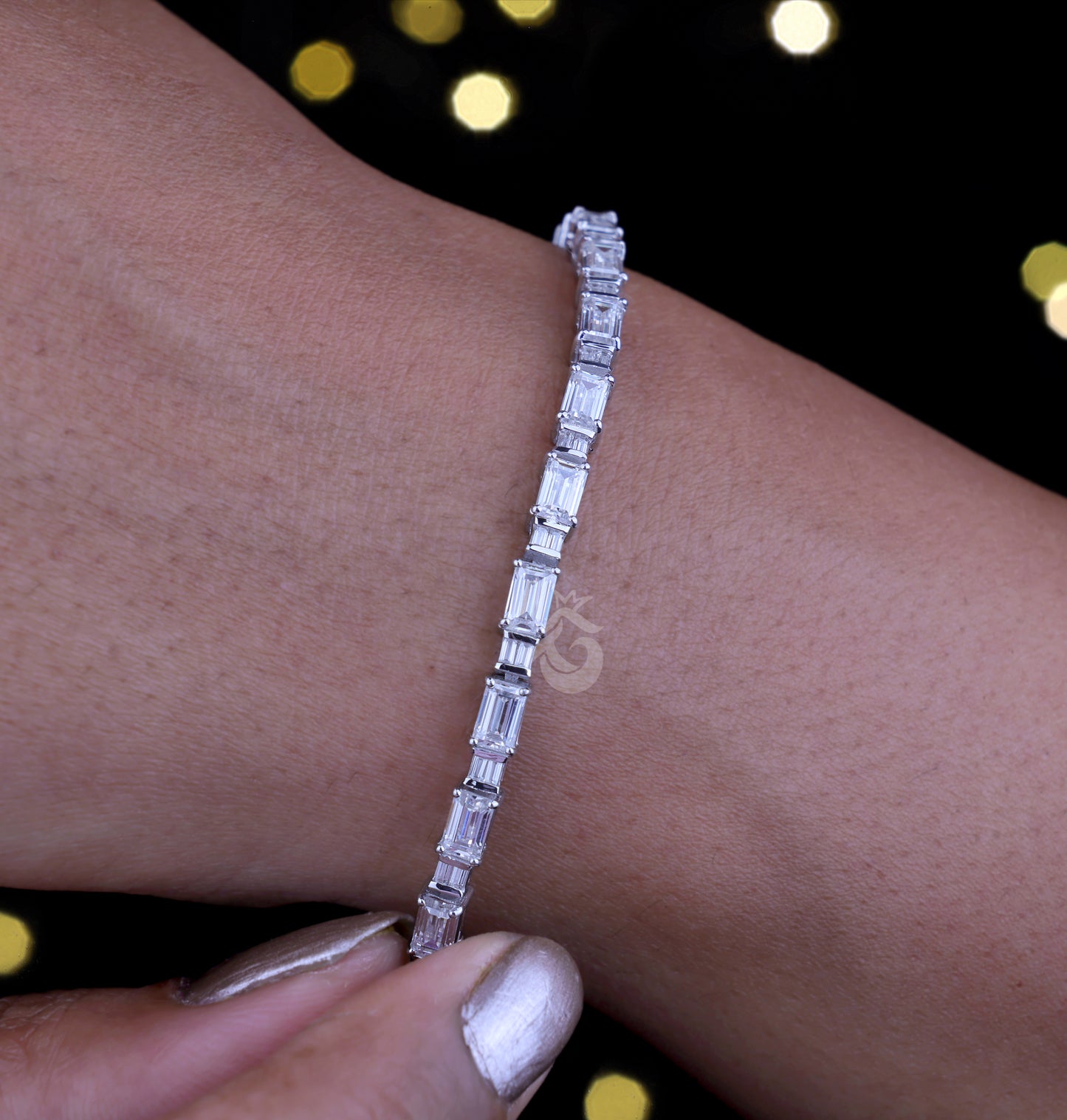 Dainty Baguette Moissanite Tennis Bracelet – 925 Silver Minimalist Jewelry