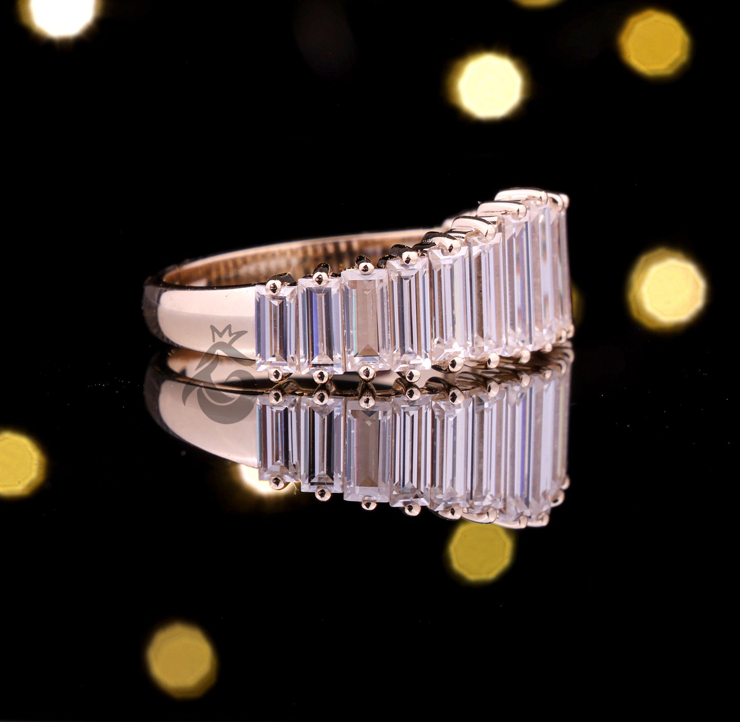 Minimal Baguette Wedding Band, Simple Half Eternity Moissanite Ring, Stackable Matching Band, Anniversary Gift