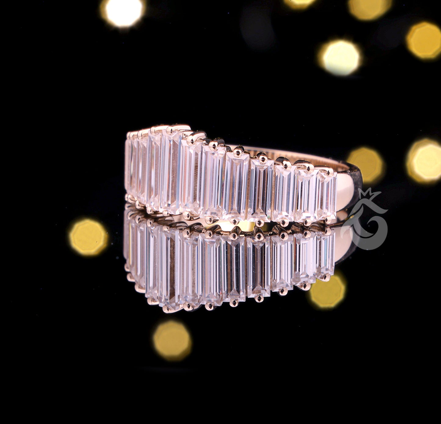 Minimal Baguette Wedding Band, Simple Half Eternity Moissanite Ring, Stackable Matching Band, Anniversary Gift