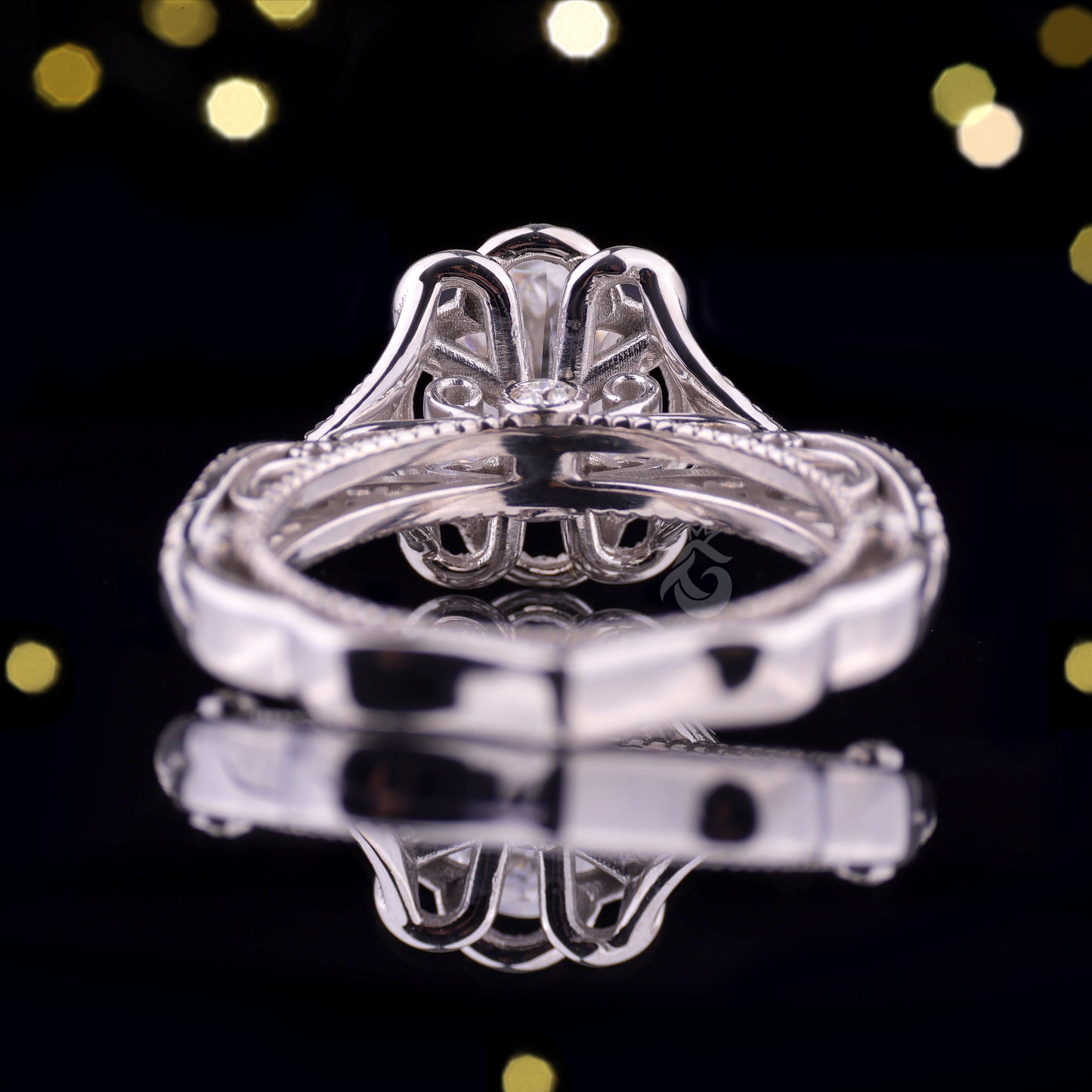 1.67CT Oval Cut Moissanite Engagement Ring – 14K White Gold Art Deco Vintage Floral Milgrain Ring