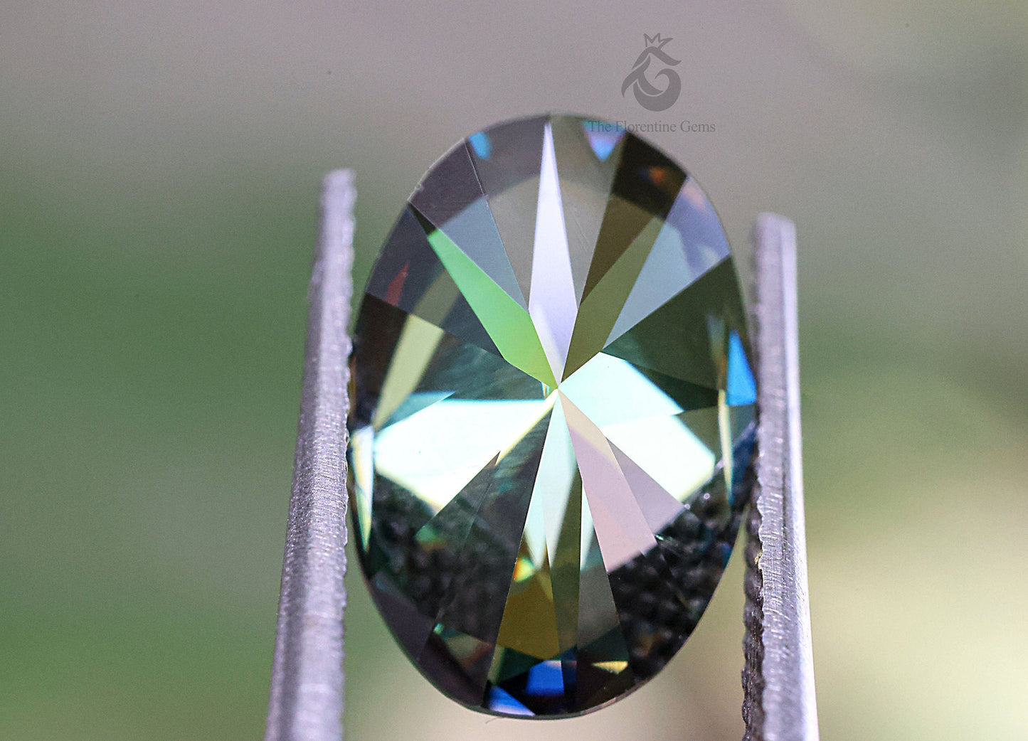 3CT Blue Green Oval Brilliant Cut Moissanite Loose Gemstone for Jewelry