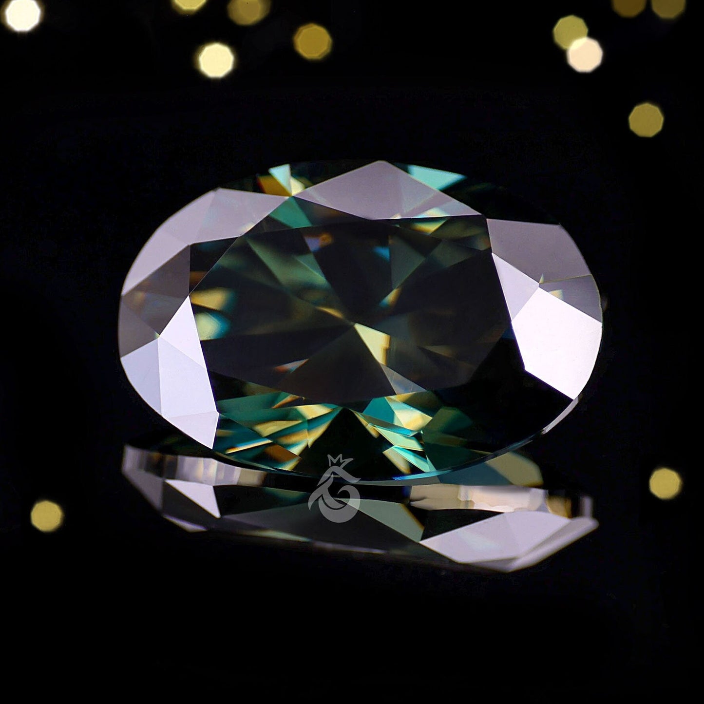 3.43CT Oval Green Moissanite Loose Gemstone for Ring or Pendant