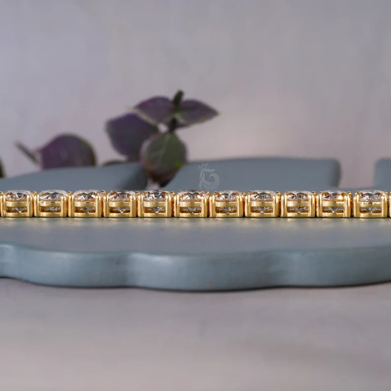 6MM Round Yellow Moissanite Tennis Bracelet – 14K Gold Bridal & Everyday Jewelry
