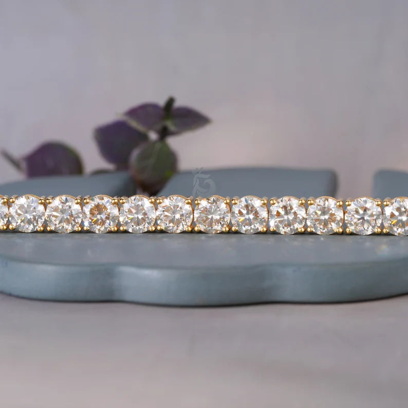 6MM Round Yellow Moissanite Tennis Bracelet – 14K Gold Bridal & Everyday Jewelry
