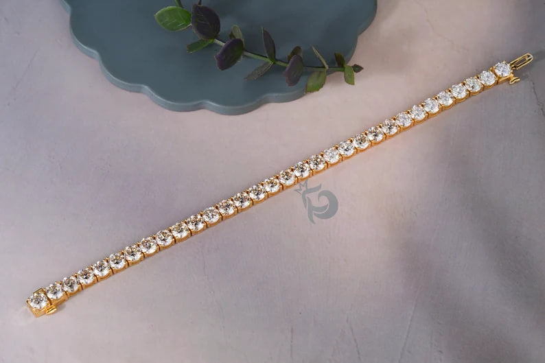 6MM Round Yellow Moissanite Tennis Bracelet – 14K Gold Bridal & Everyday Jewelry
