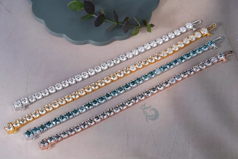 6MM Round Yellow Moissanite Tennis Bracelet – 14K Gold Bridal & Everyday Jewelry