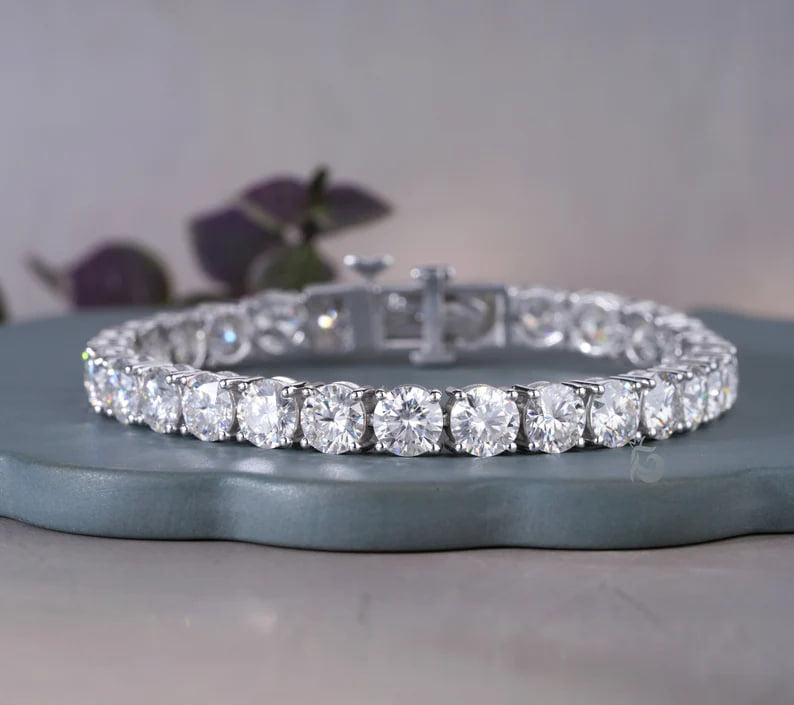 6MM Round VVS Colorless Moissanite Tennis Bracelet – White Gold Bridal Jewelry