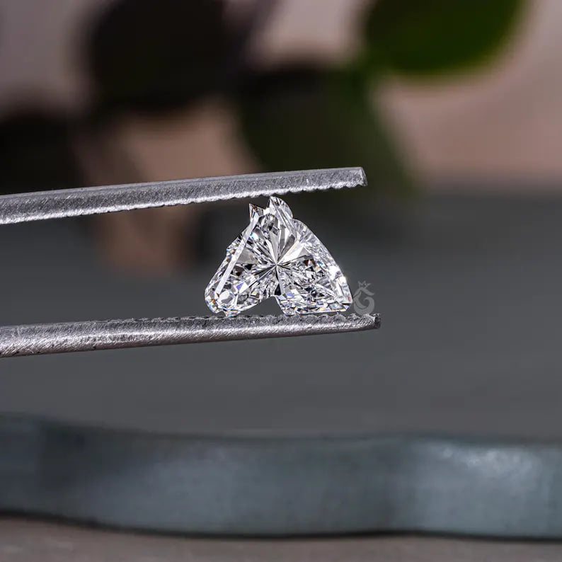 1.00CT Horse Head Lab Grown Diamond, Fancy Cut for Pendants & Earrings