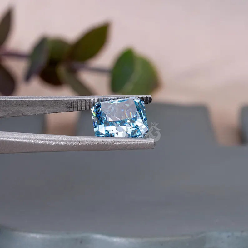 5.50CT Square Radiant Cut Vivid Blue Lab Diamond, VVS1 Loose Stone for Jewelry