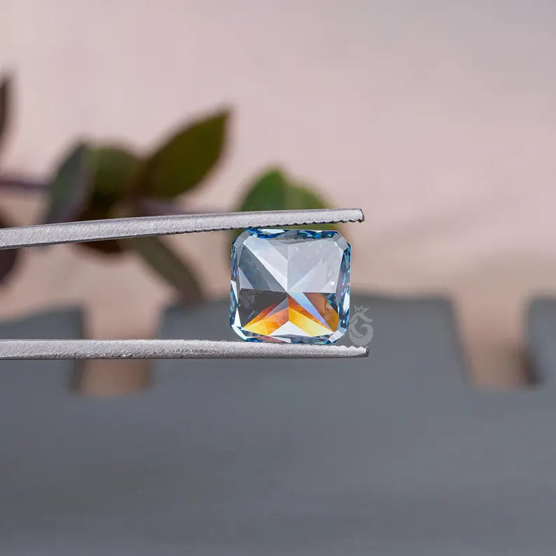 5.50CT Square Radiant Cut Vivid Blue Lab Diamond, VVS1 Loose Stone for Jewelry