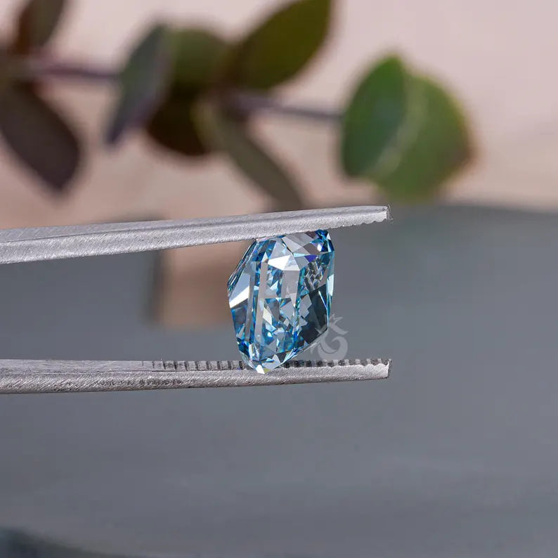 5.50CT Square Radiant Cut Vivid Blue Lab Diamond, VVS1 Loose Stone for Jewelry